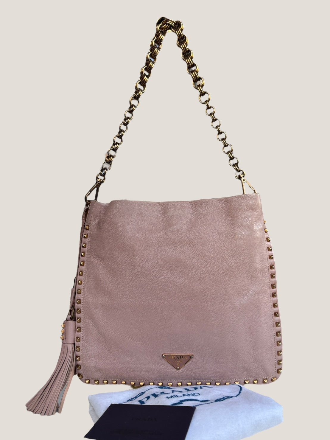 PRADA Studded Hobo Bag