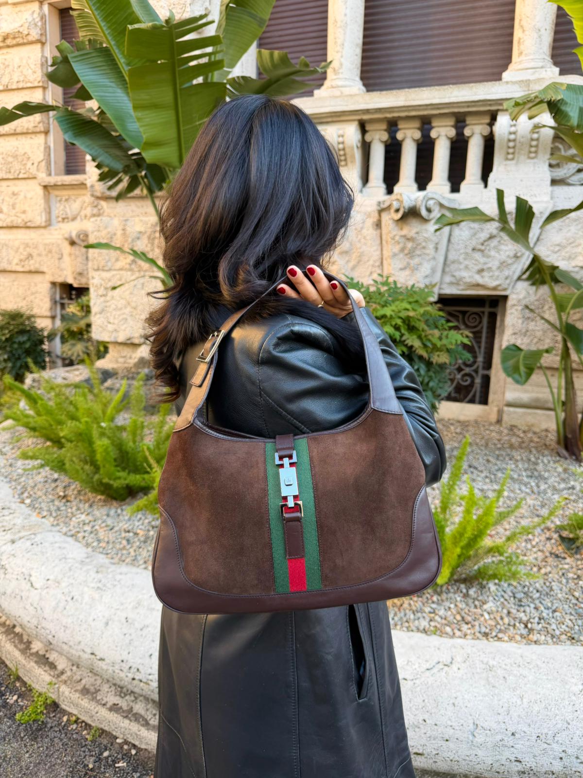 Gucci Jackie in suede con fascia Web