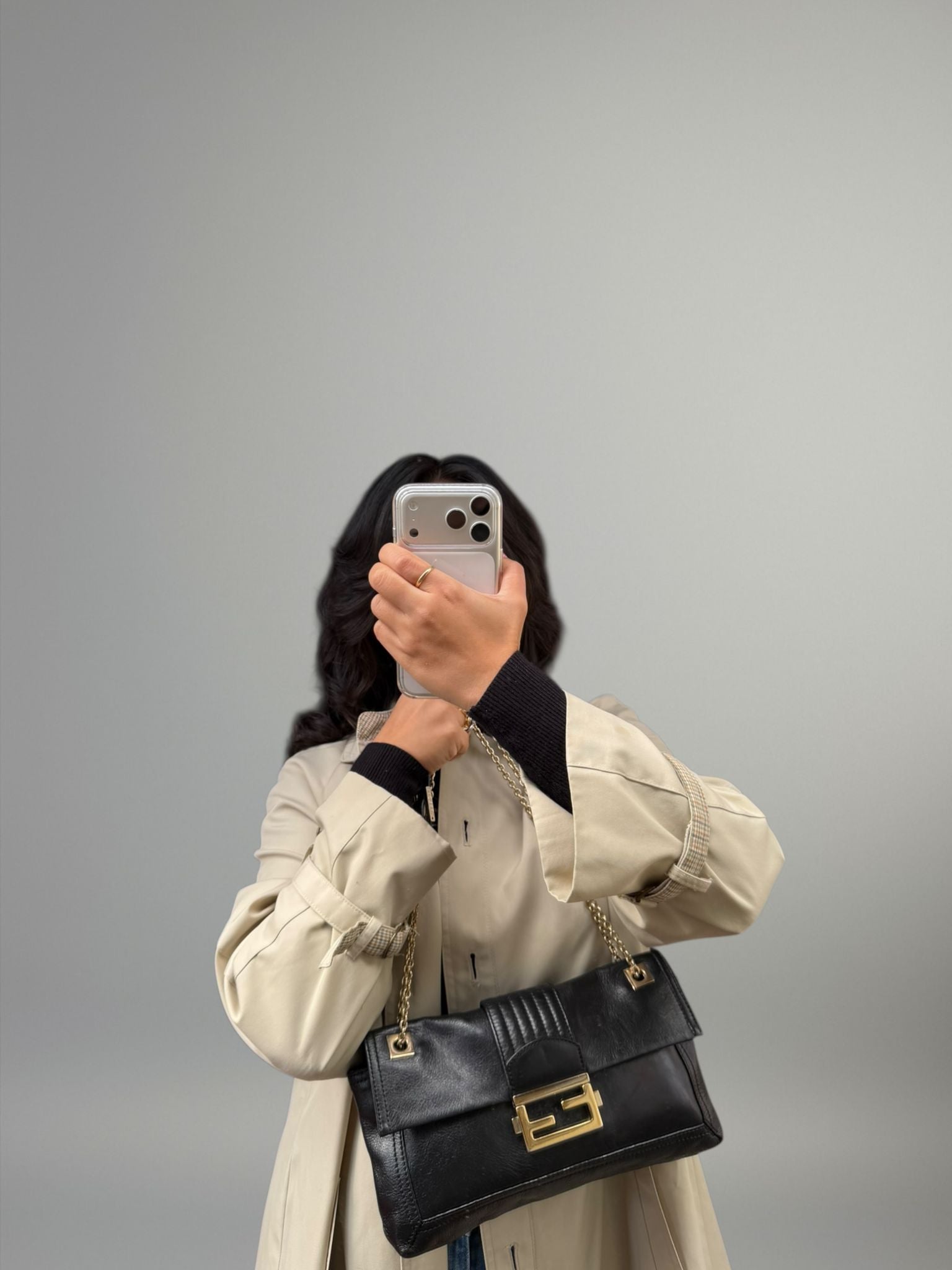 Fendi Baguette in pelle con catena