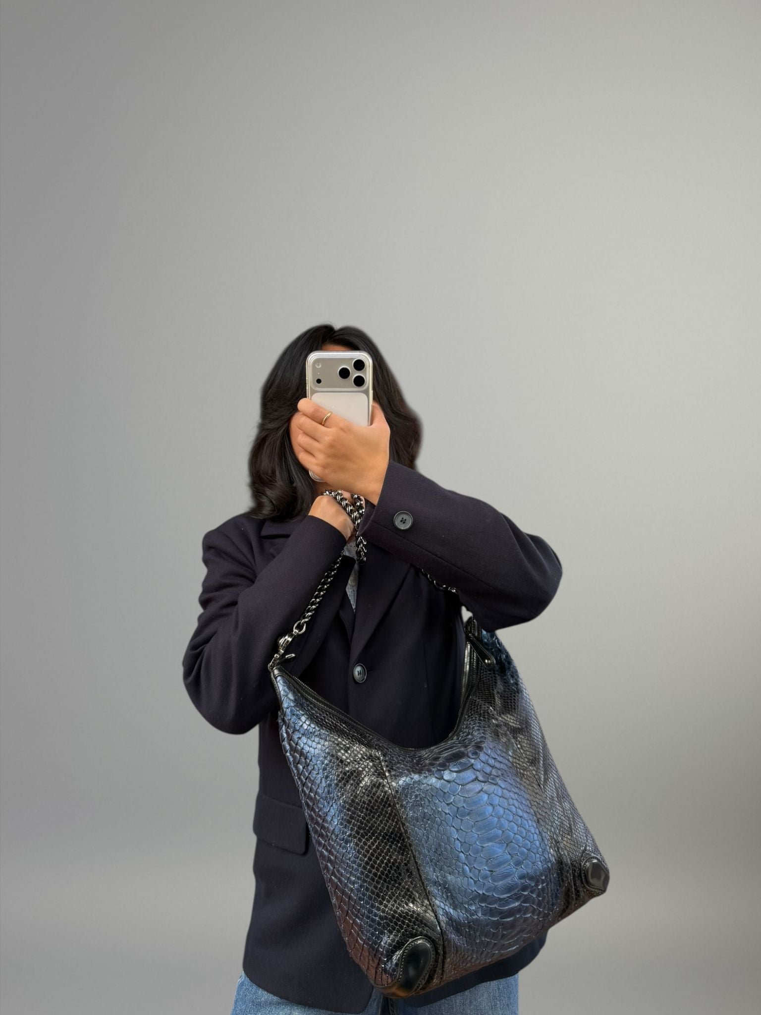 Gucci Galaxy Python Metallic Blue Hobo Bag