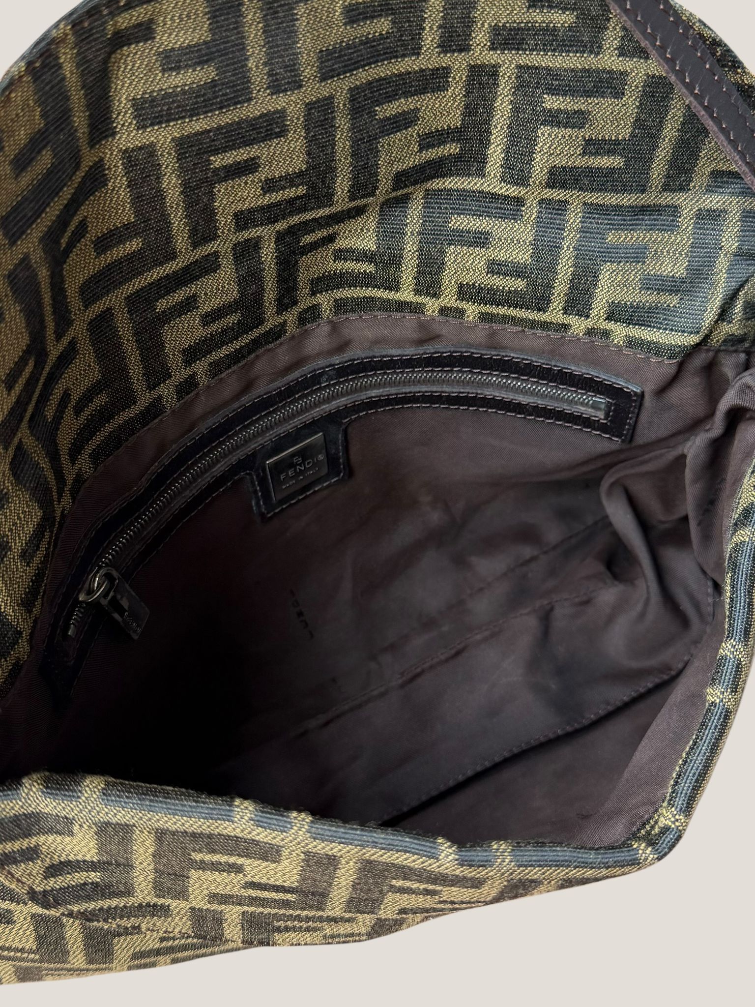 Fendi Baguette Zucca Doppia Flap