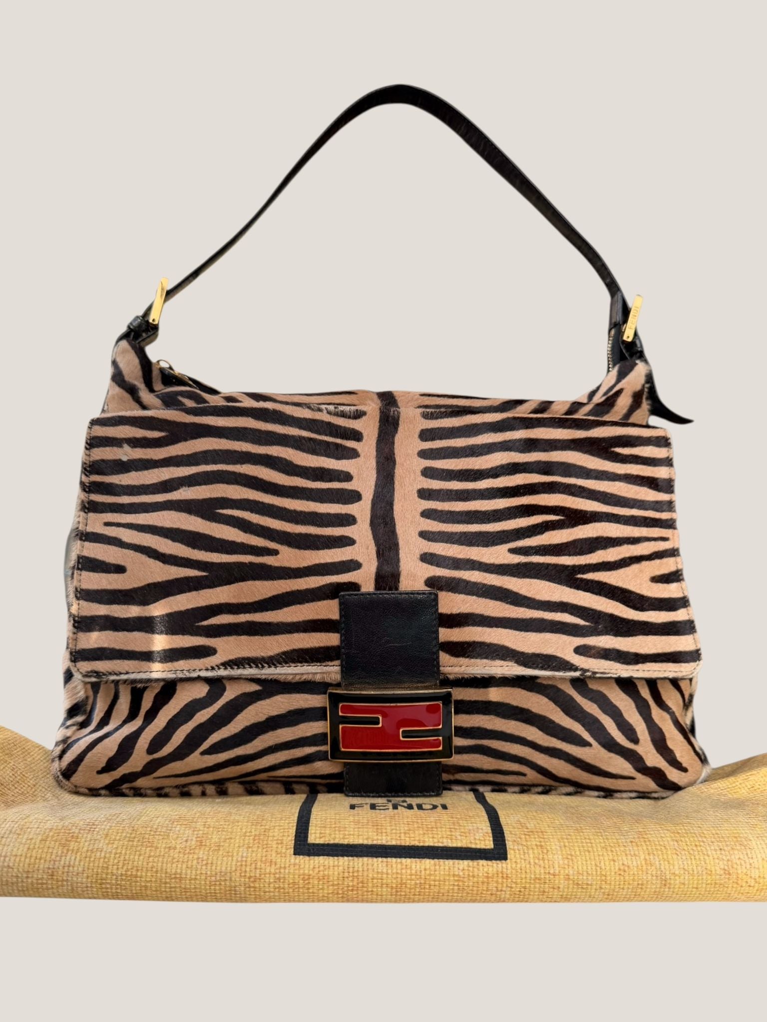 Fendi Mamma Baguette zebra pony hair