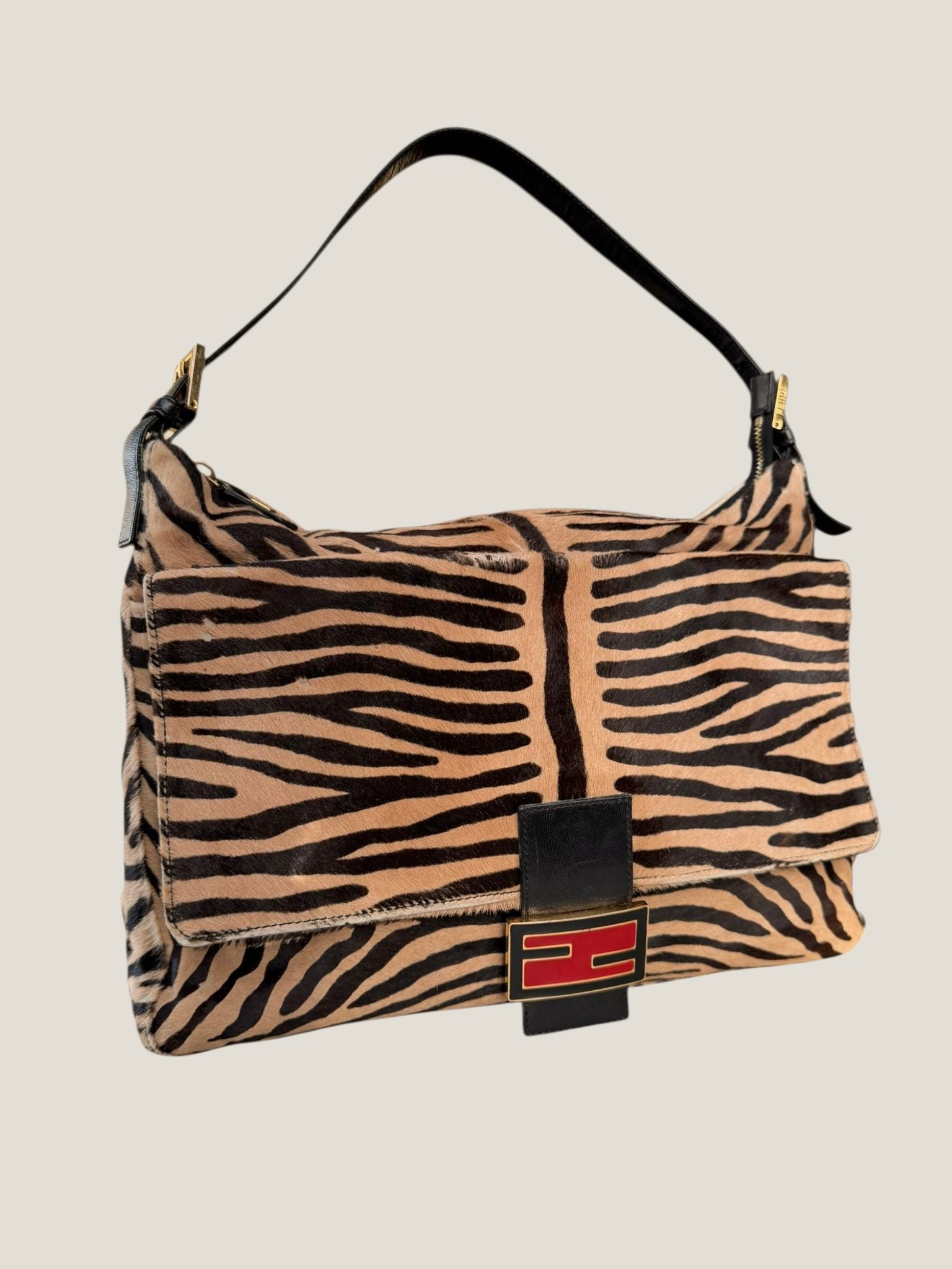 Fendi Mamma Baguette zebra pony hair