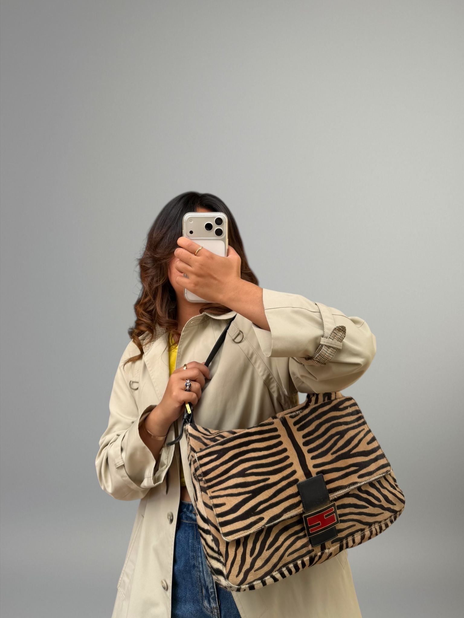 Fendi Mamma Baguette zebra pony hair