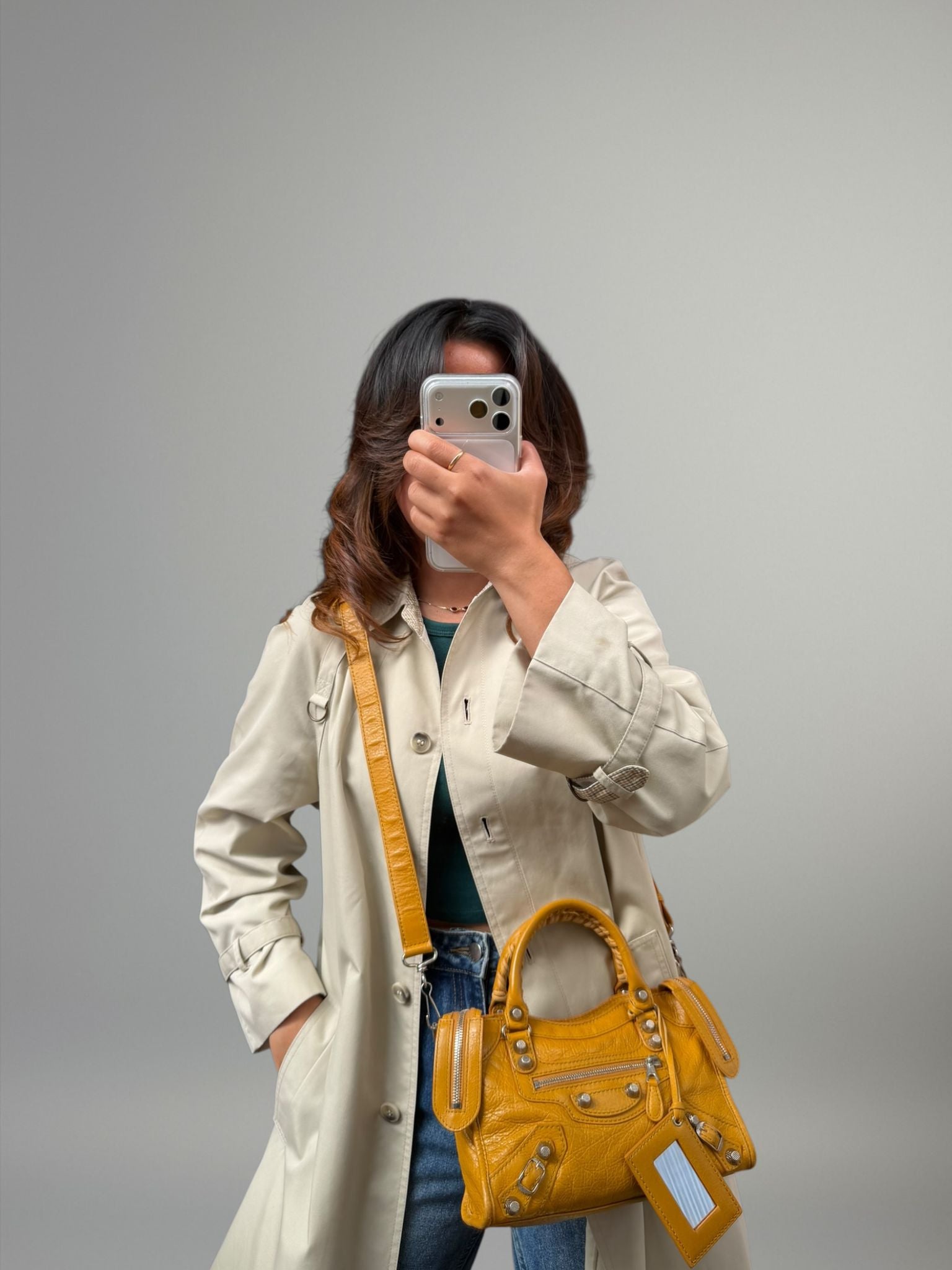 Balenciaga Mini City gialla senape