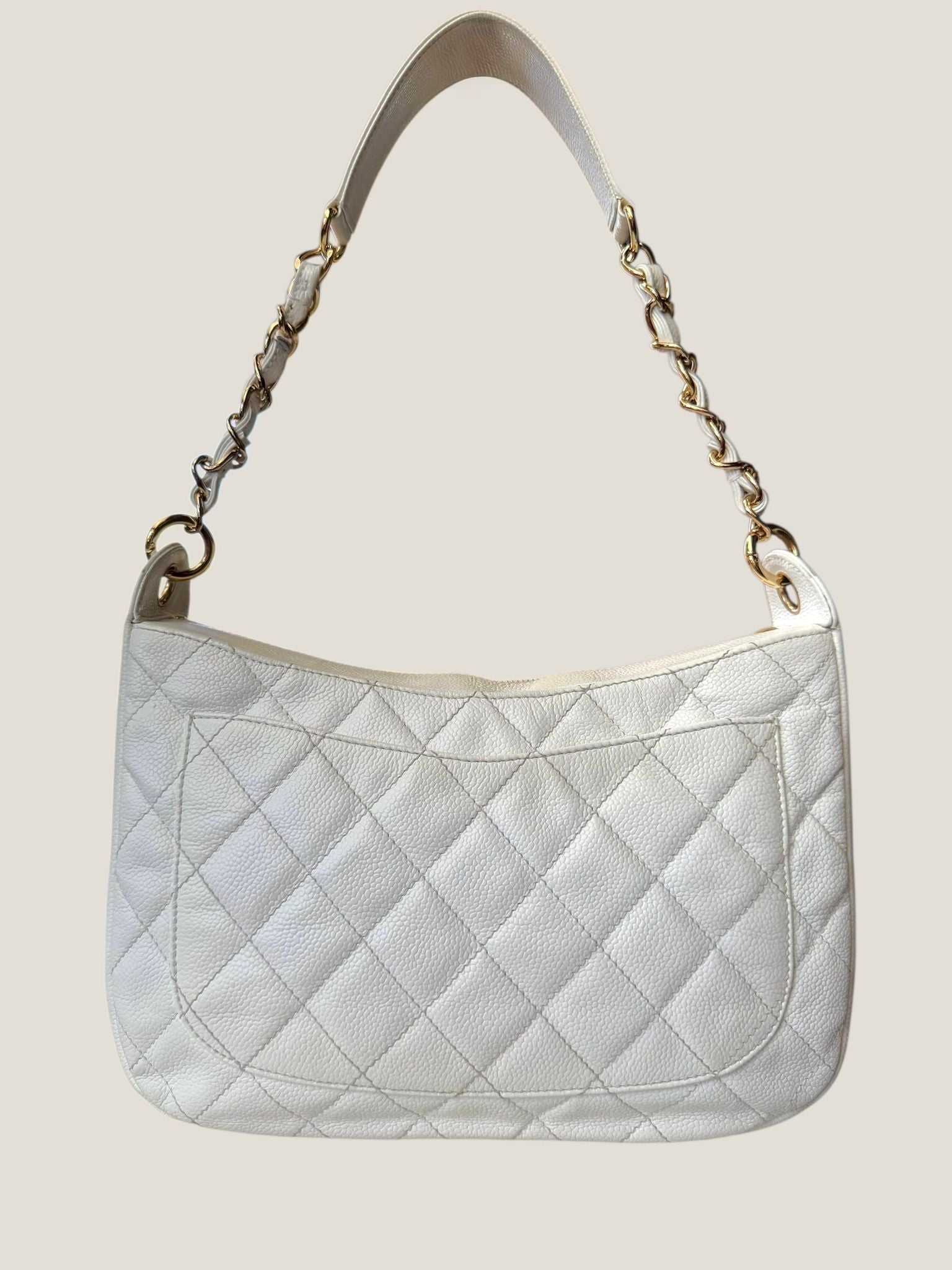 Chanel Hobo Matelassé Caviar Bianca
