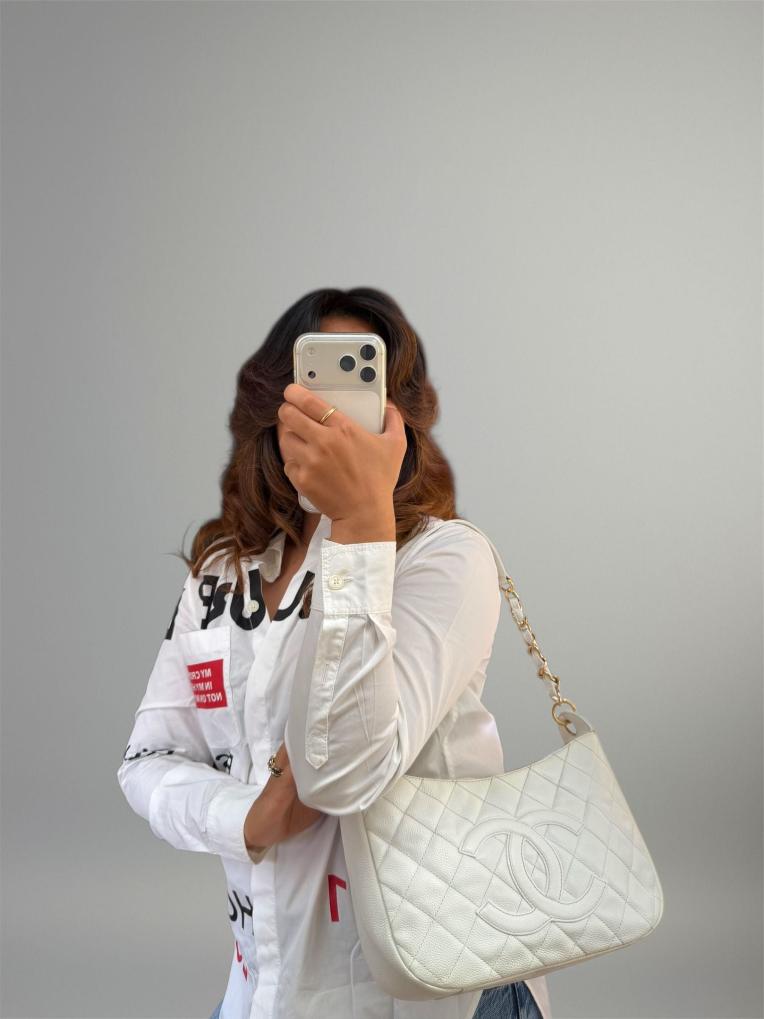 Chanel Hobo Matelassé Caviar Bianca