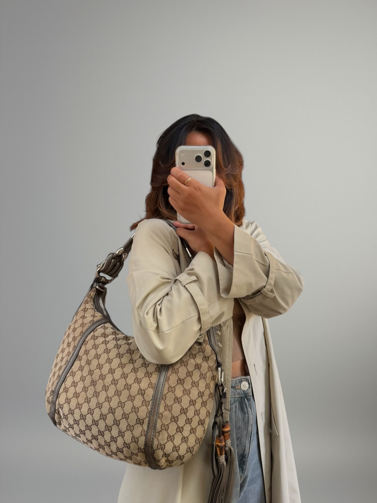 Gucci Metallic Techno Horsebit Hobo
