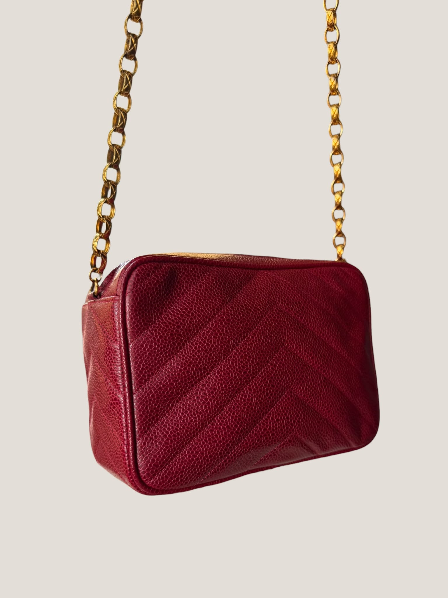 Chanel Vintage Caviar Chevron Camera Bag