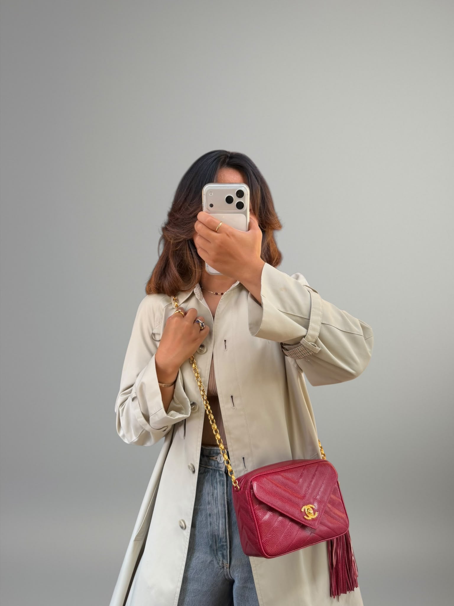 Chanel Vintage Caviar Chevron Camera Bag