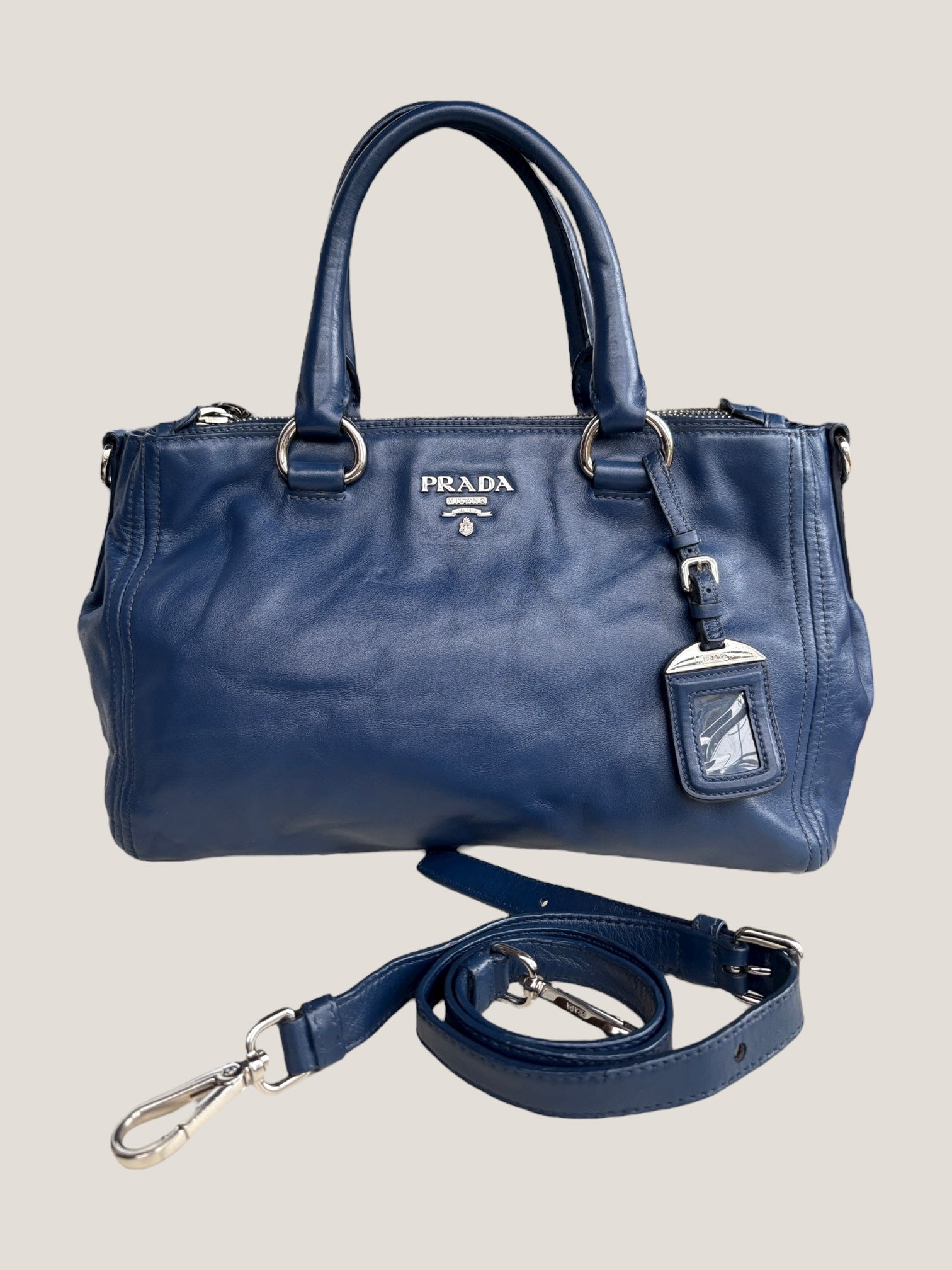 PRADA BOWLER IN PELLE BLU