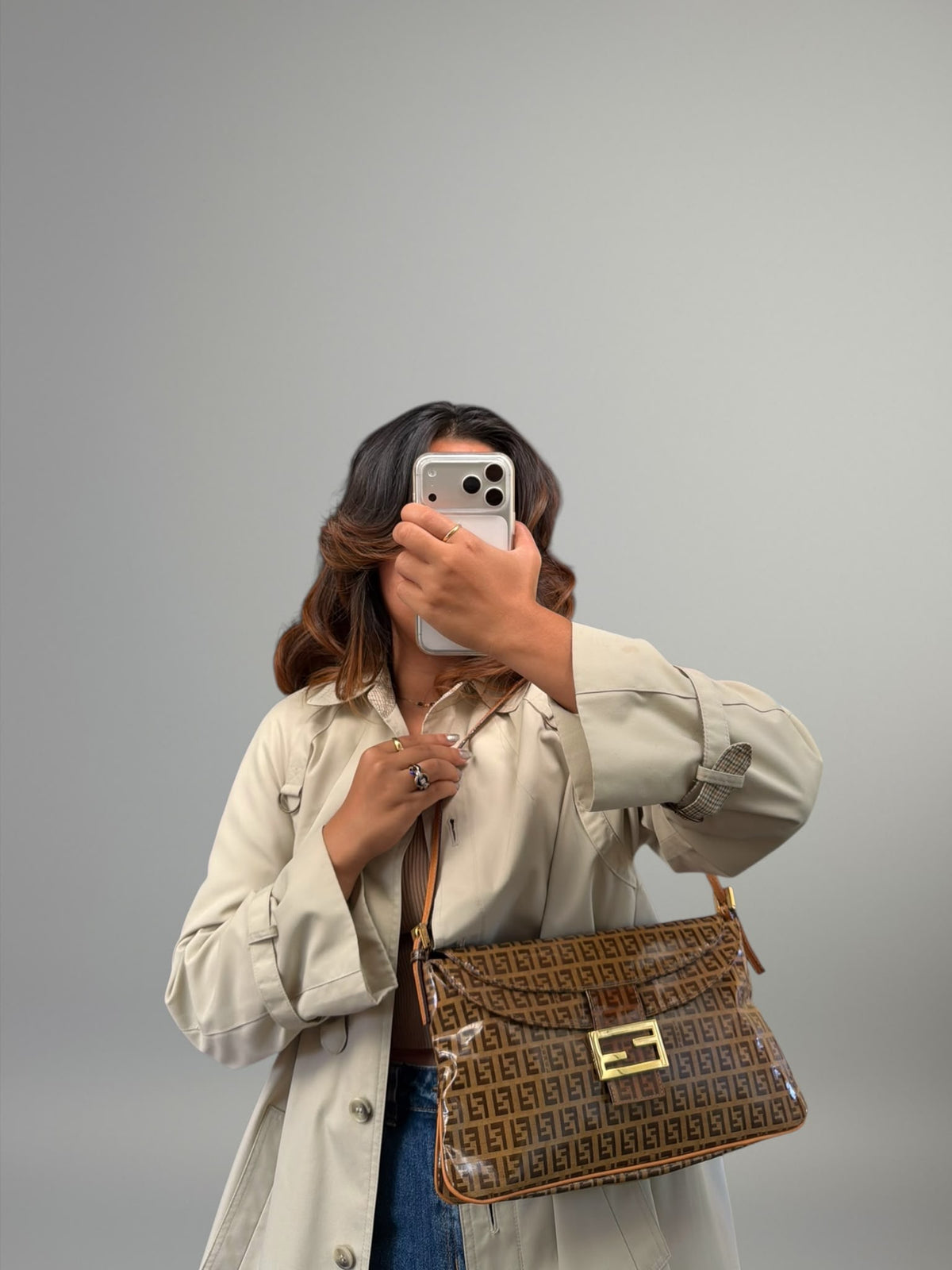 Fendi Zucchino Crystal Double Flap