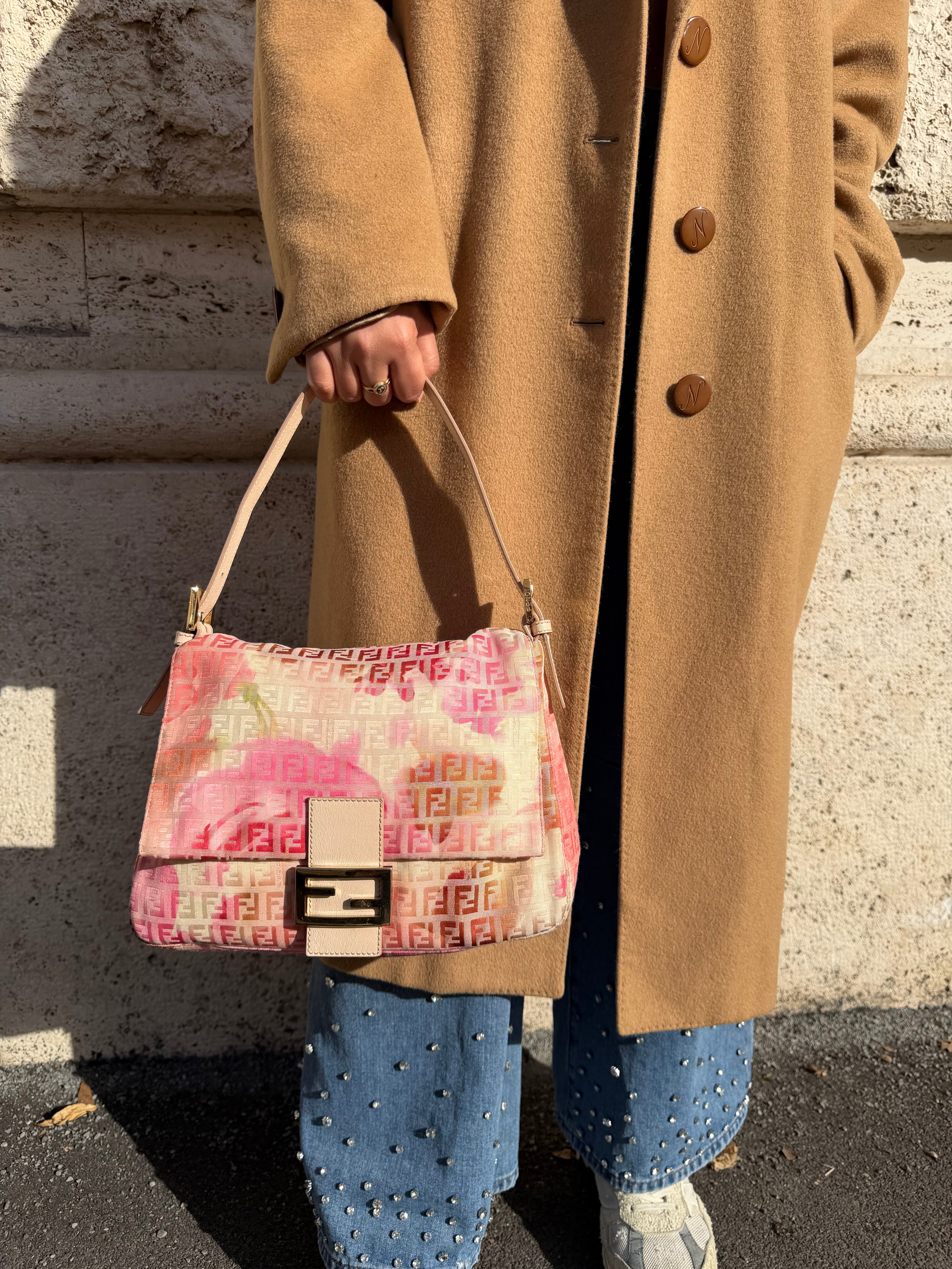 Fendi Mamma Baguette Rosa Floreale