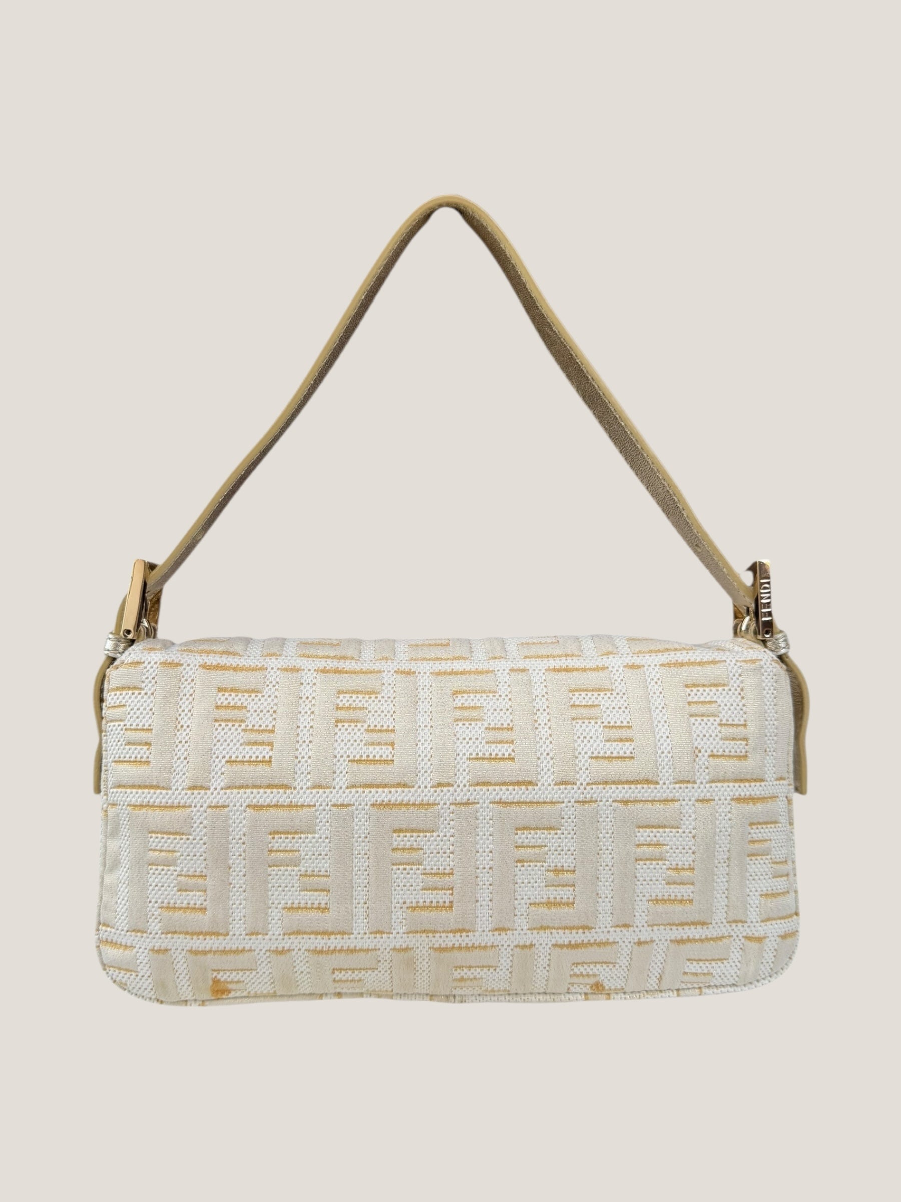Fendi Baguette FF Jacquard Argento e Oro