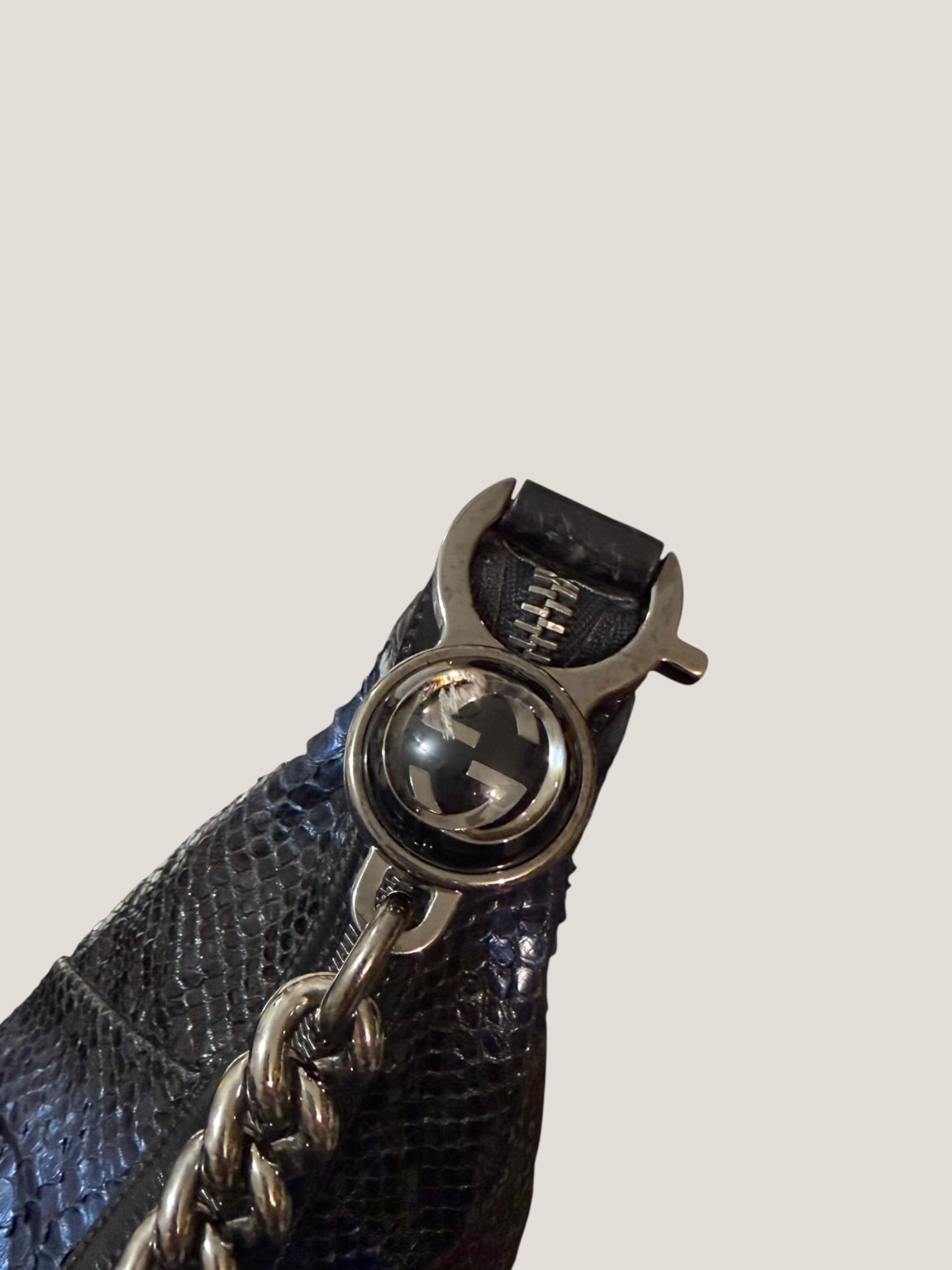 Gucci Galaxy Python Metallic Blue Hobo Bag