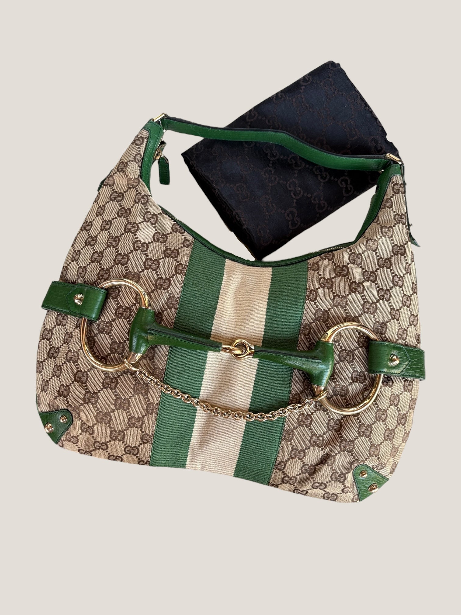 Gucci Horsebit Hobo GG Canvas Verde