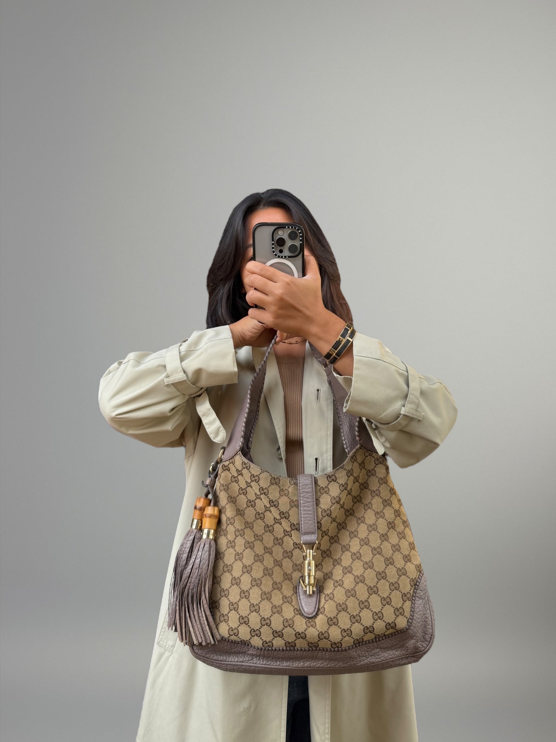 GUCCI Jackie GG Canvas con frange