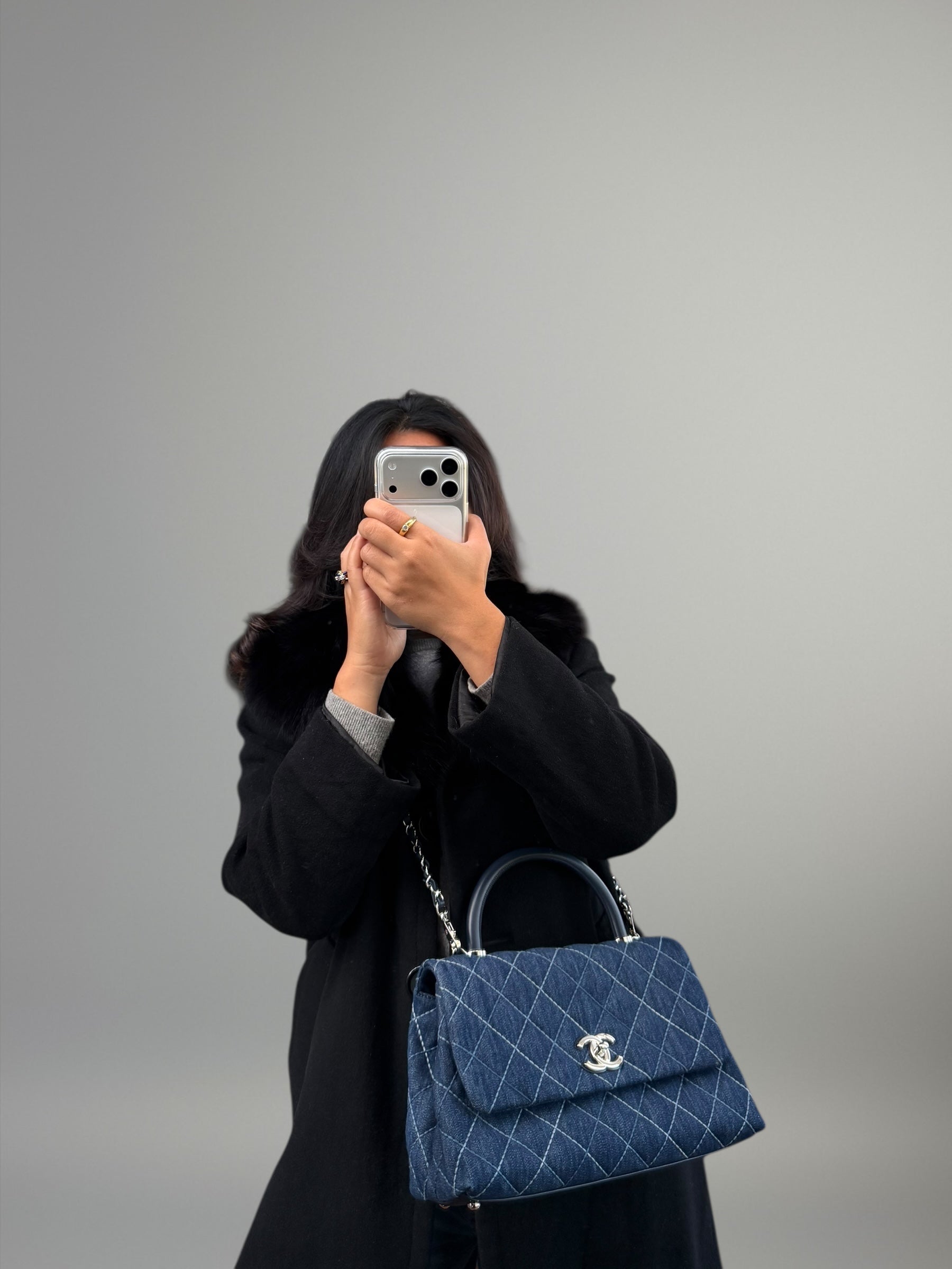 Chanel Coco Top Handle in denim trapuntato