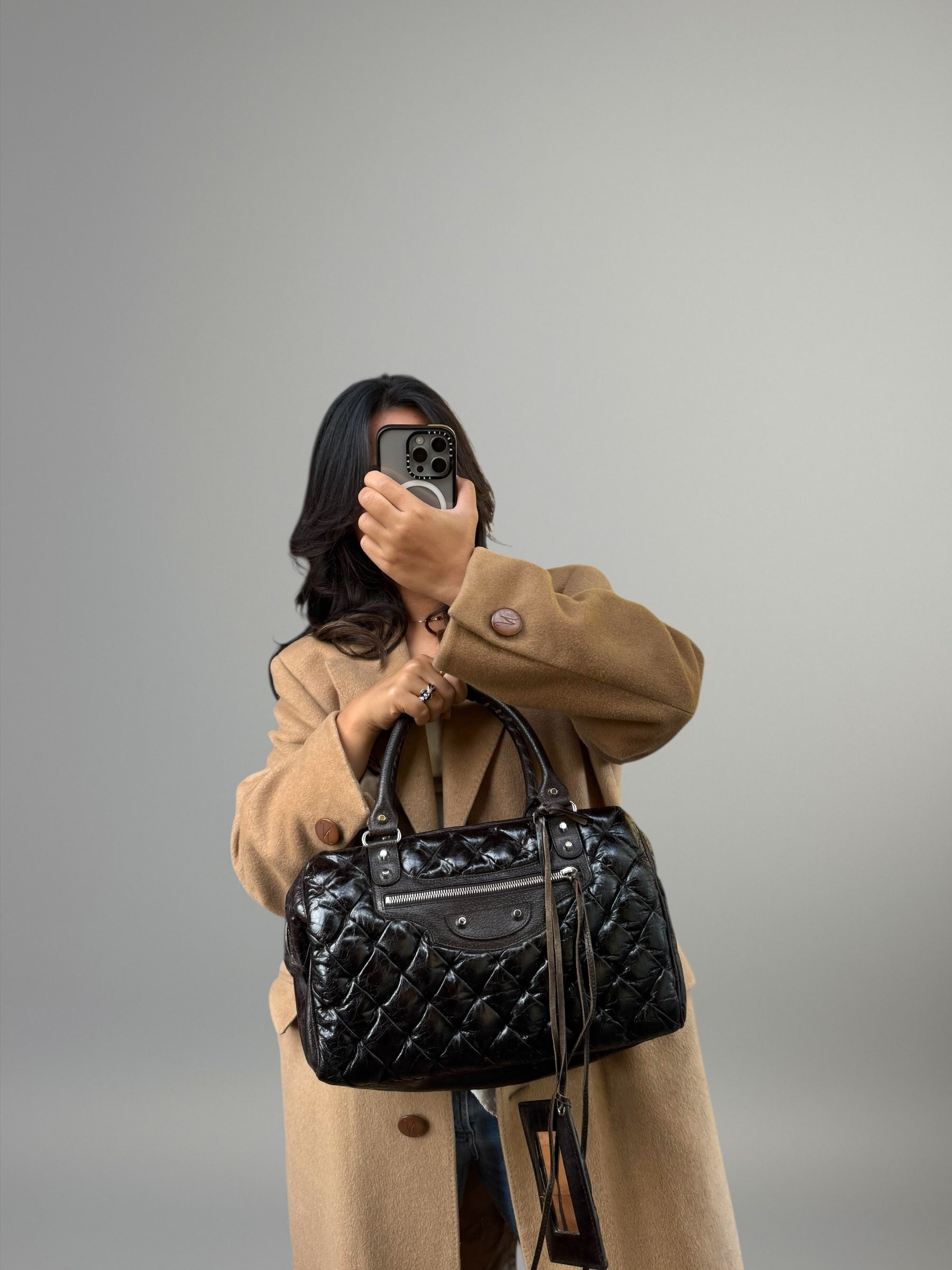 Balenciaga bauletto in pelle marrone