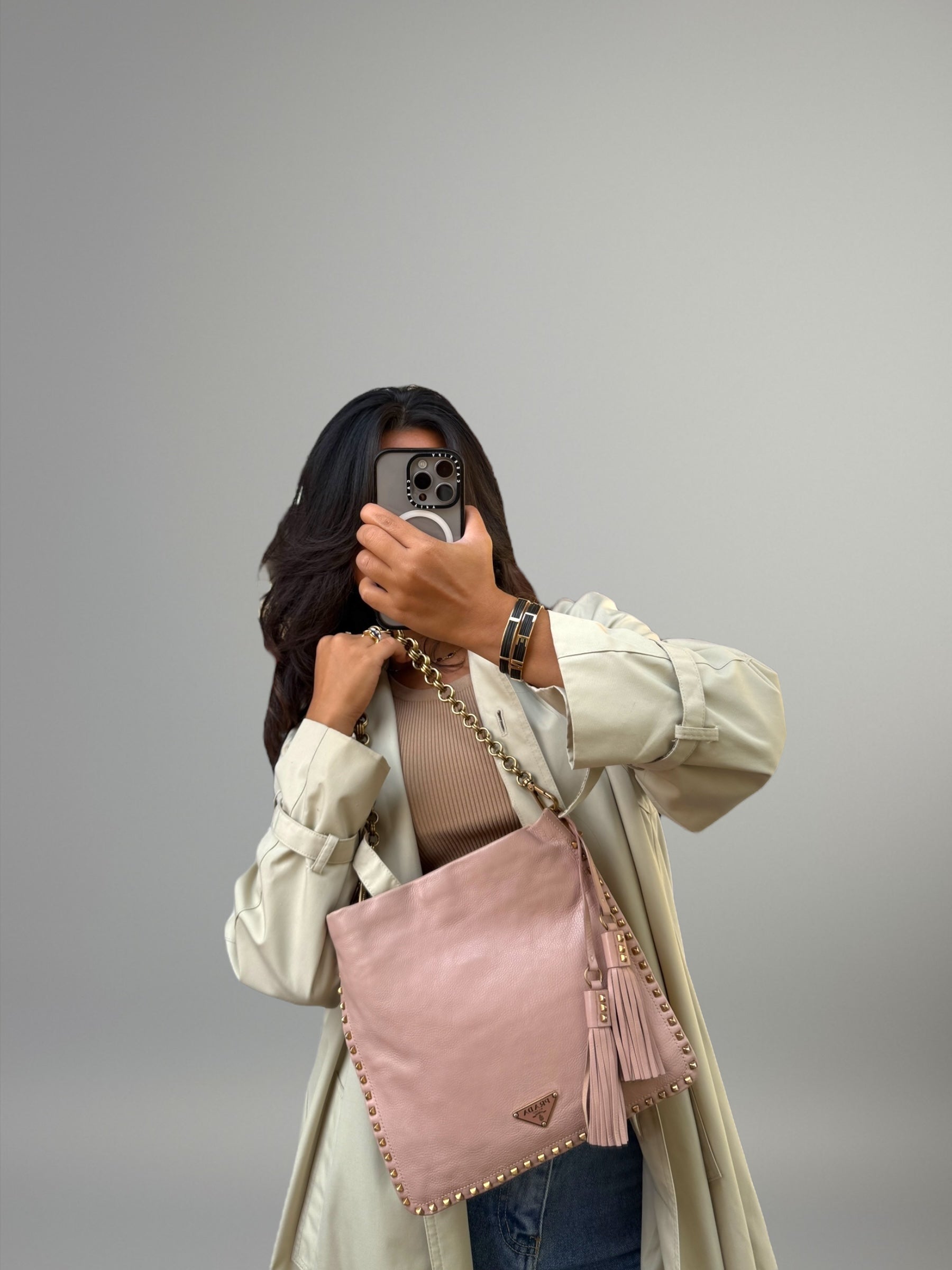 PRADA Studded Hobo Bag