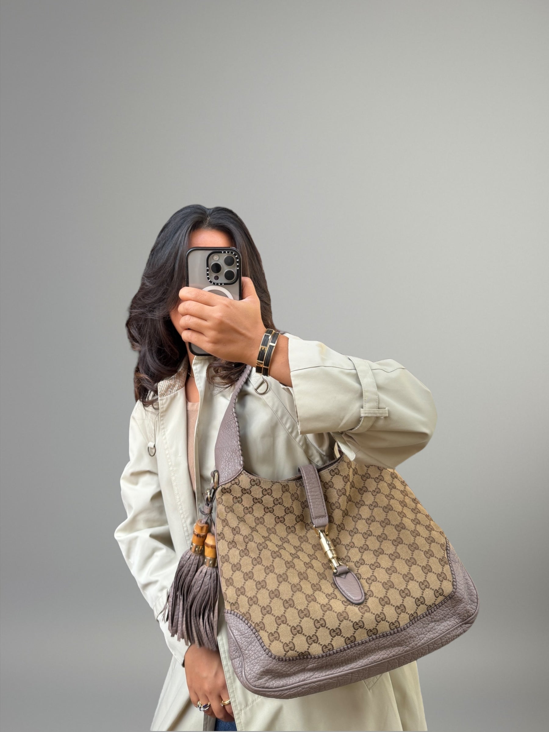 GUCCI Jackie GG Canvas con frange