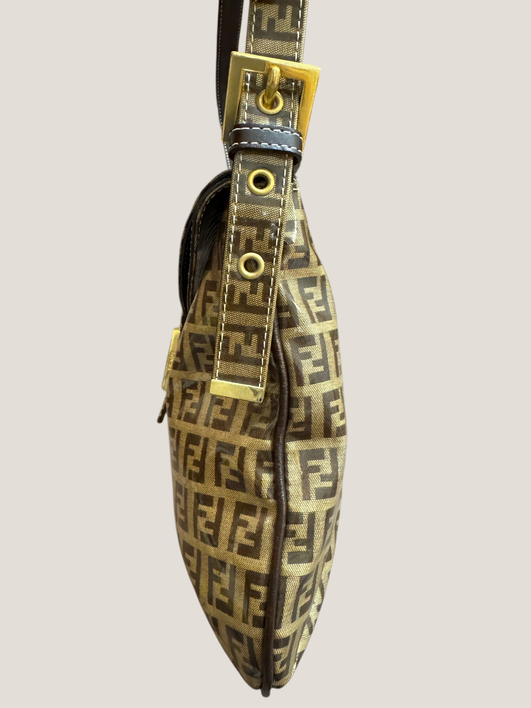 FENDI Baguette Monogram Crystal Marrone