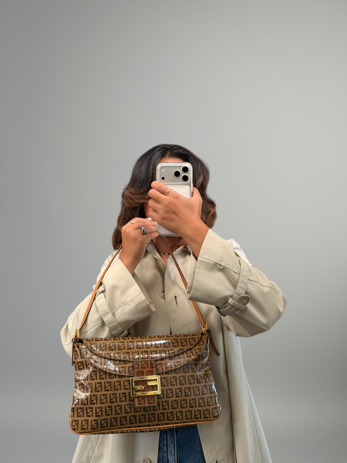 Fendi Zucchino Crystal Double Flap