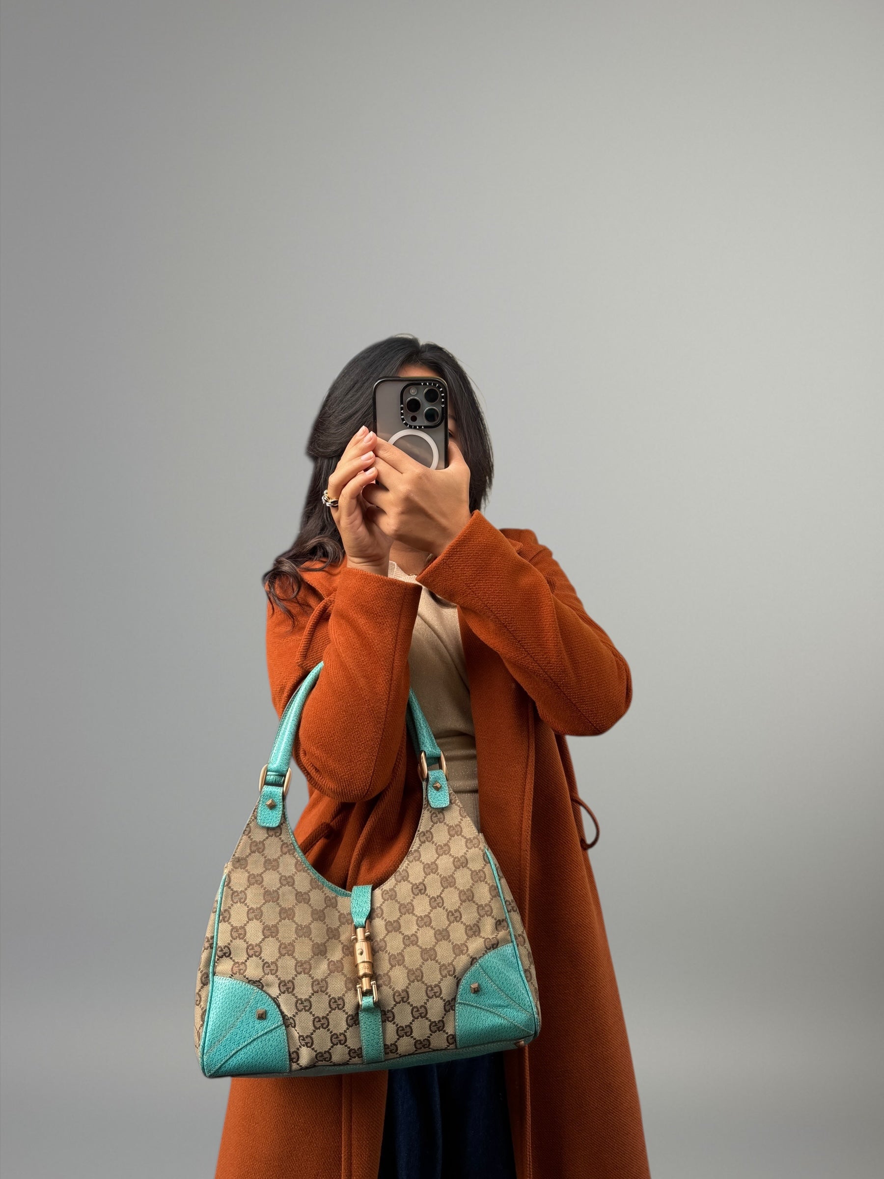 Gucci Jackie turchese con hardware oro rosa