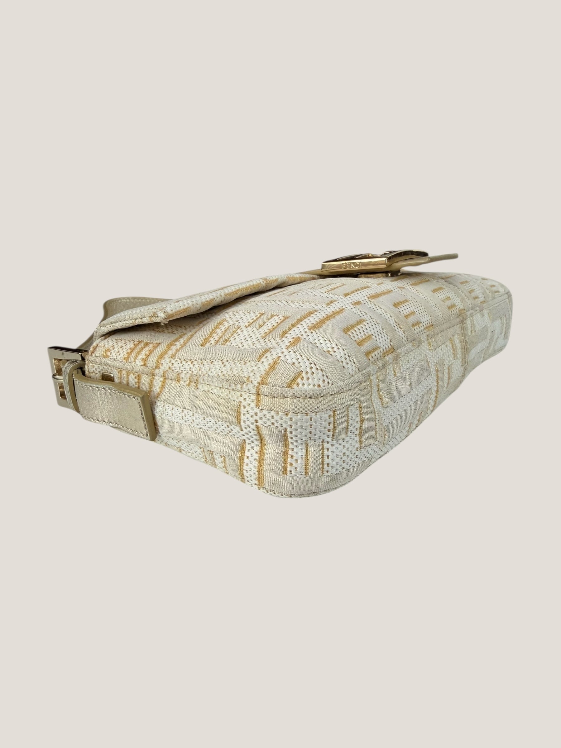 Fendi Baguette FF Jacquard Argento e Oro