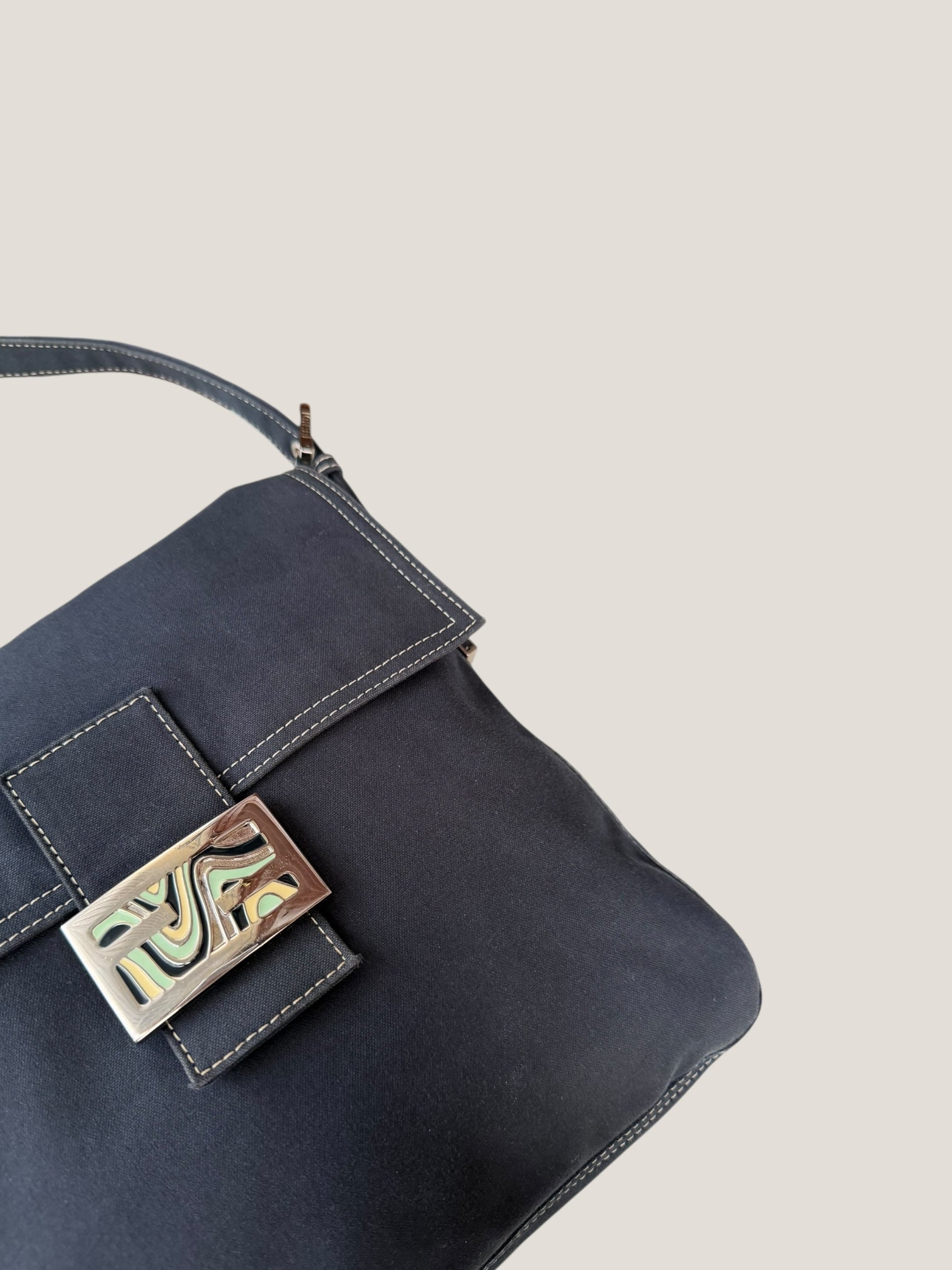 Fendi Baguette in tessuto blu