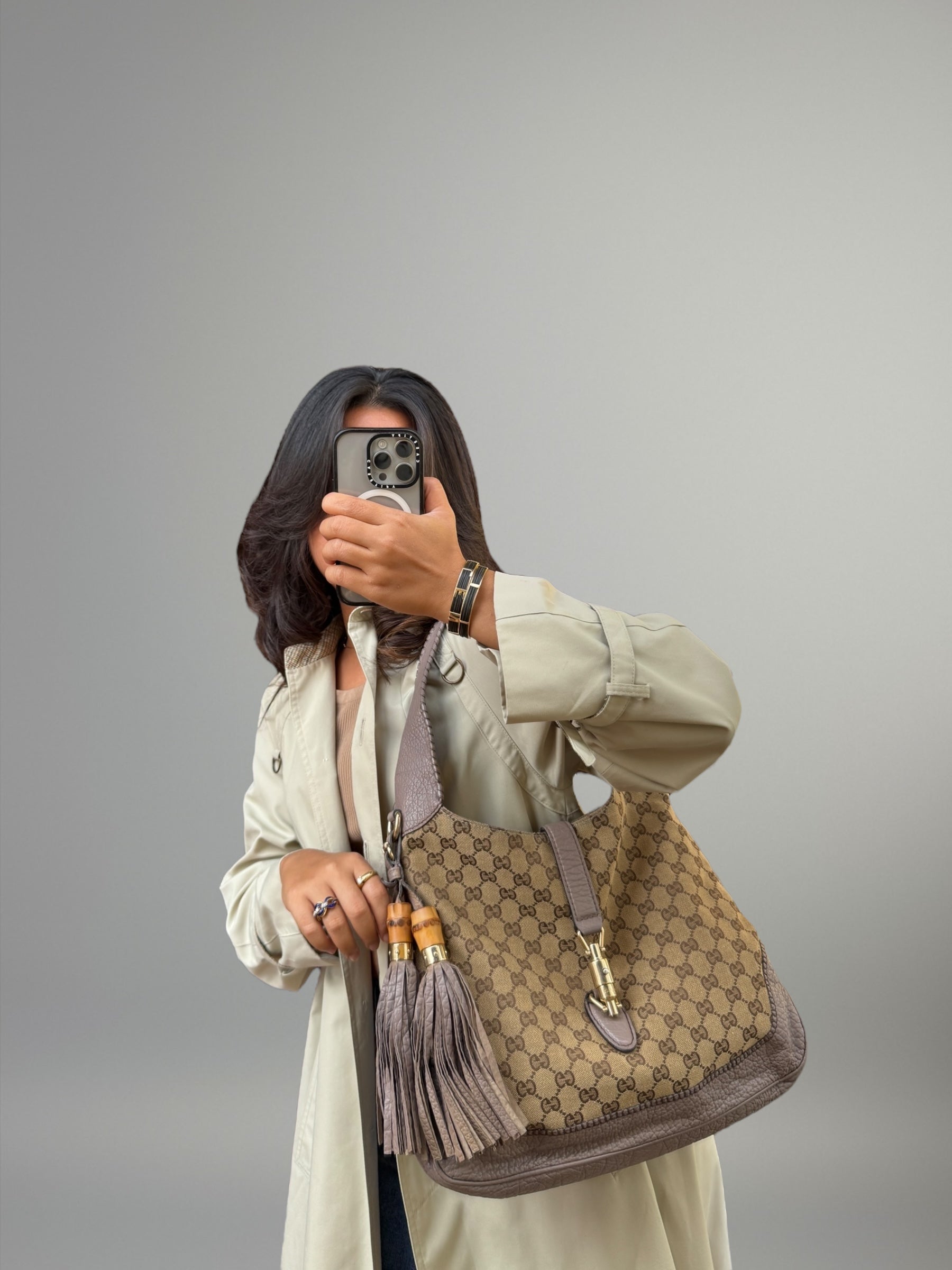 GUCCI Jackie GG Canvas con frange