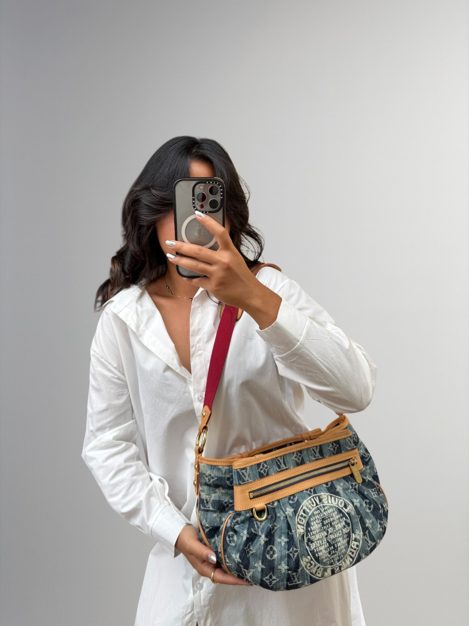 Louis Vuitton Denim Porte Épaule Raye MM