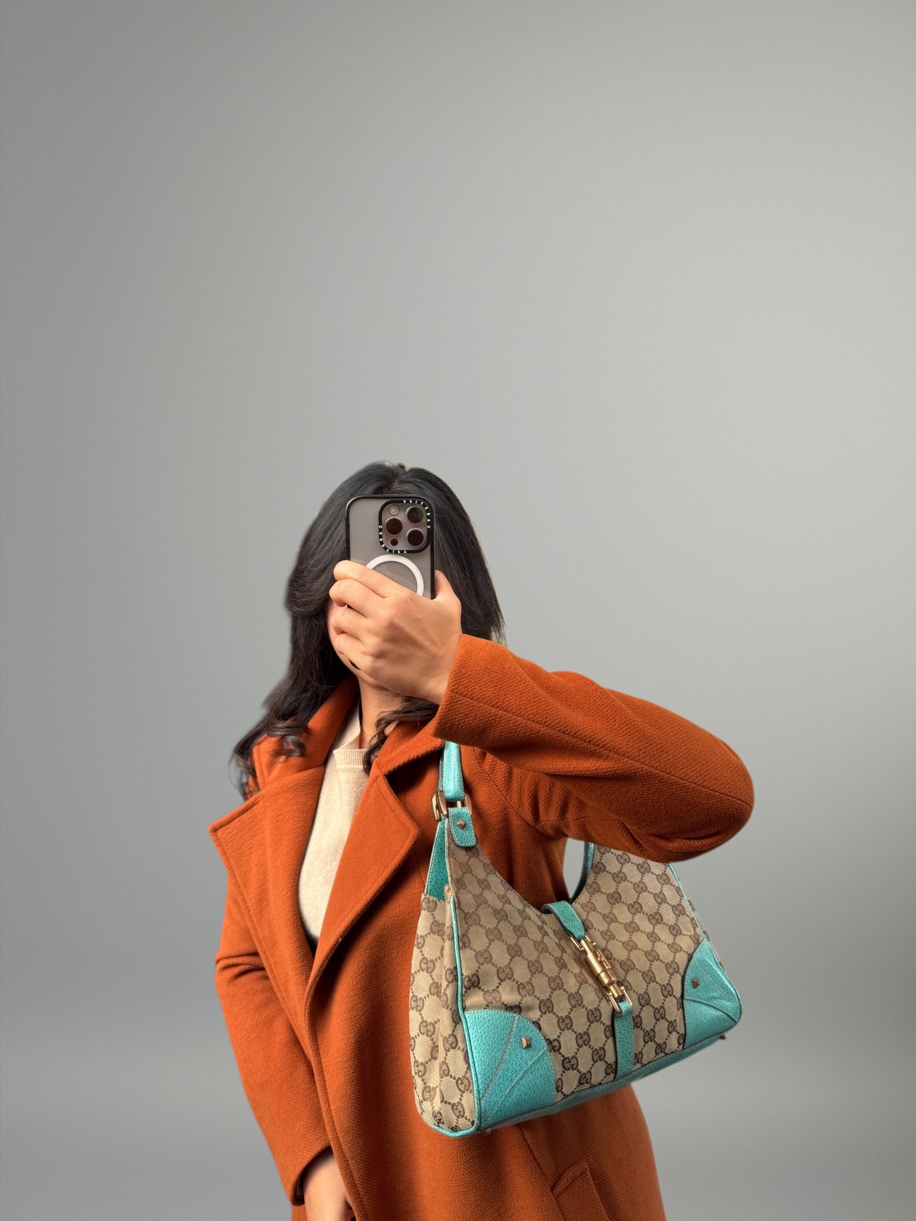 Gucci Jackie turchese con hardware oro rosa