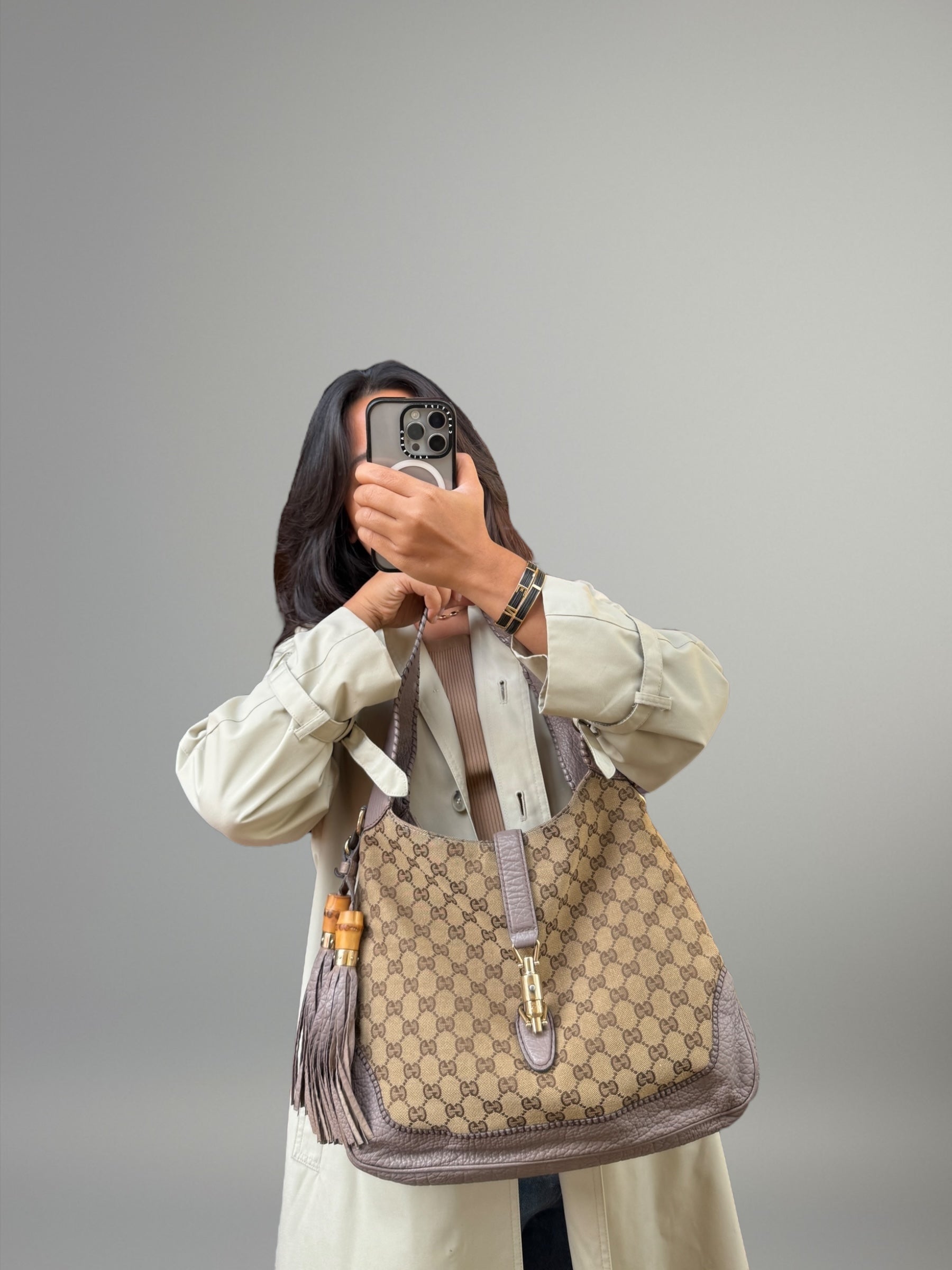 GUCCI Jackie GG Canvas con frange