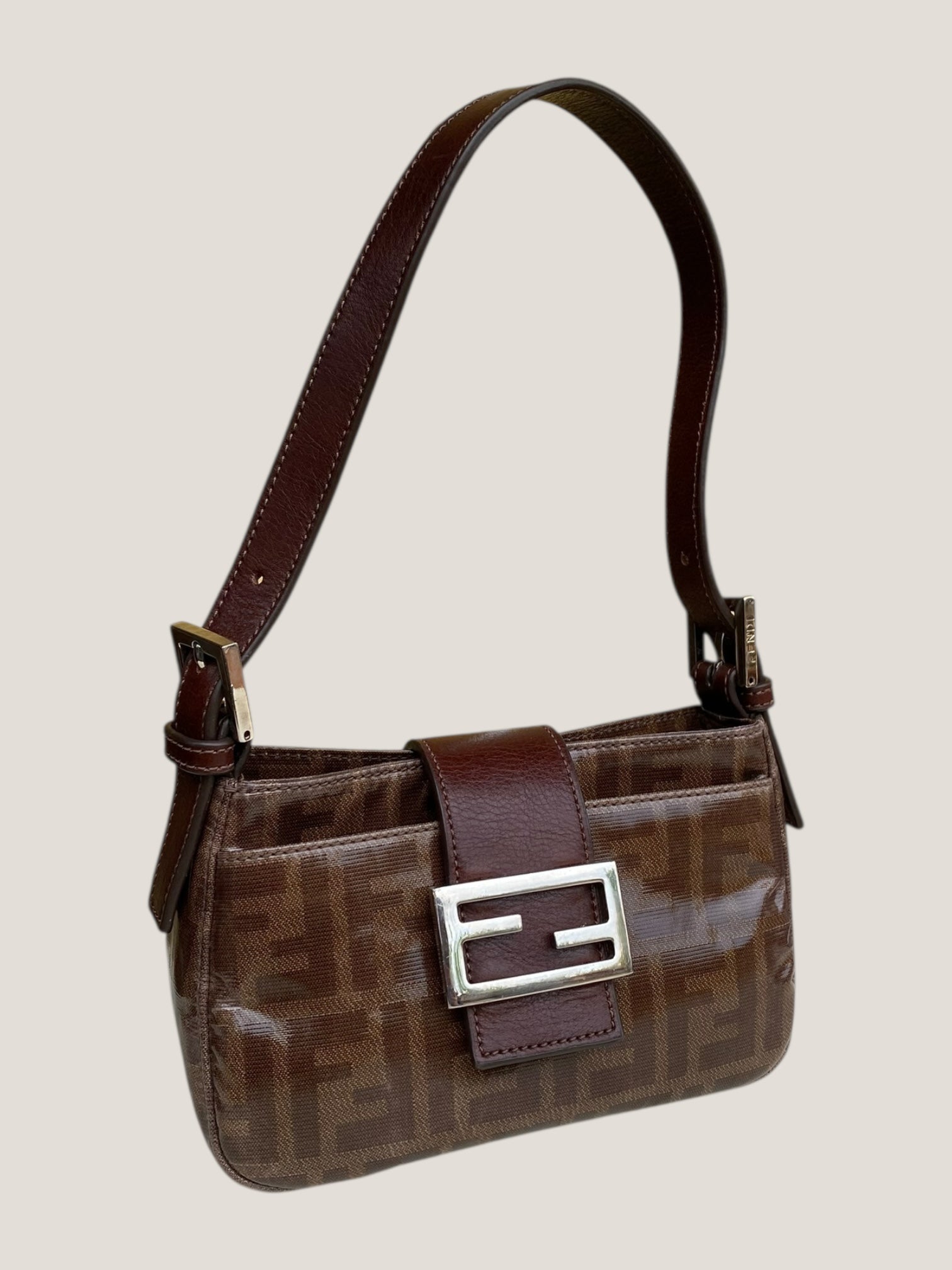 FENDI Mini Baguette Monogram Vernice