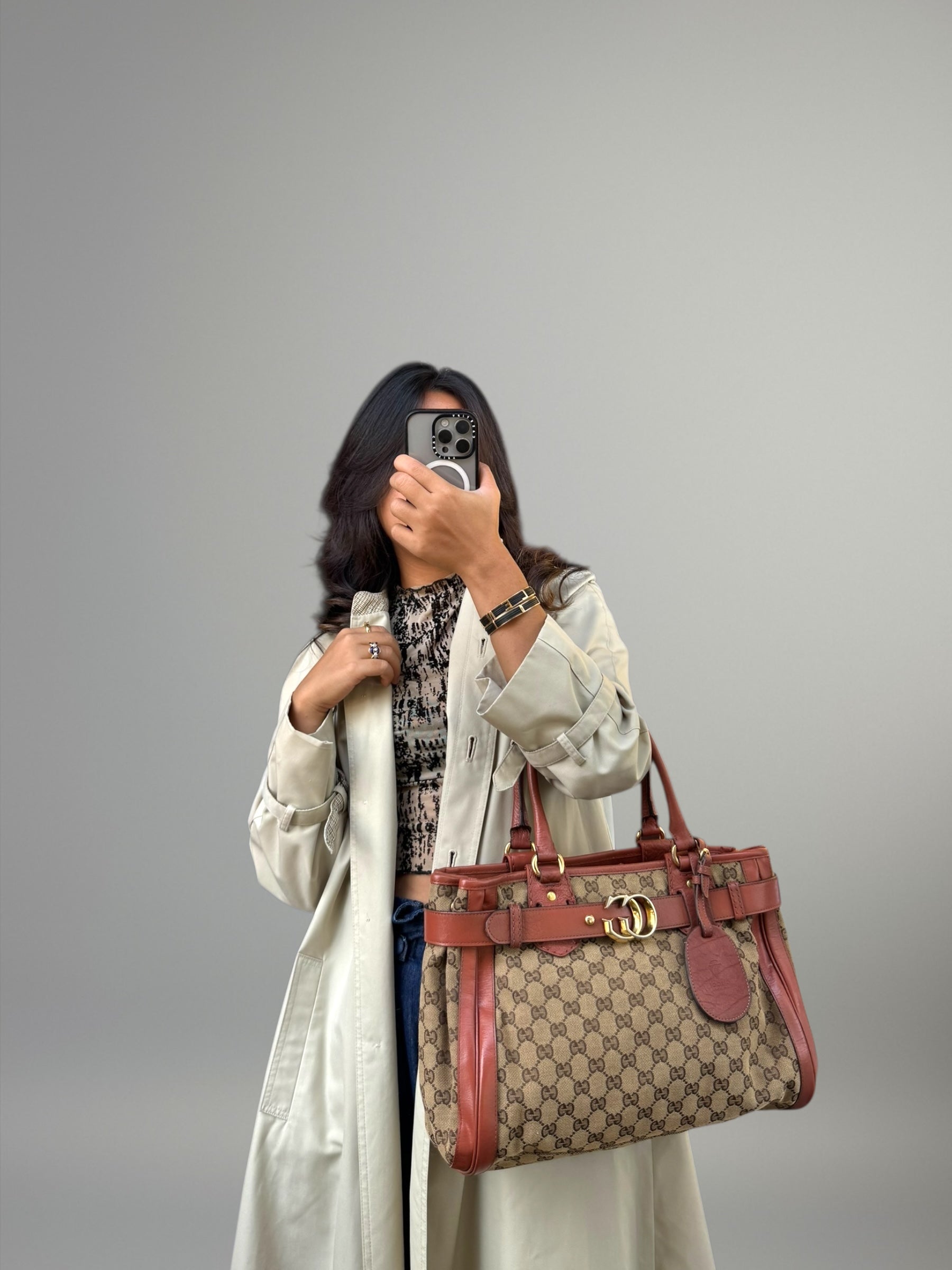 Gucci GG Canvas Tote Marrone Ruggine