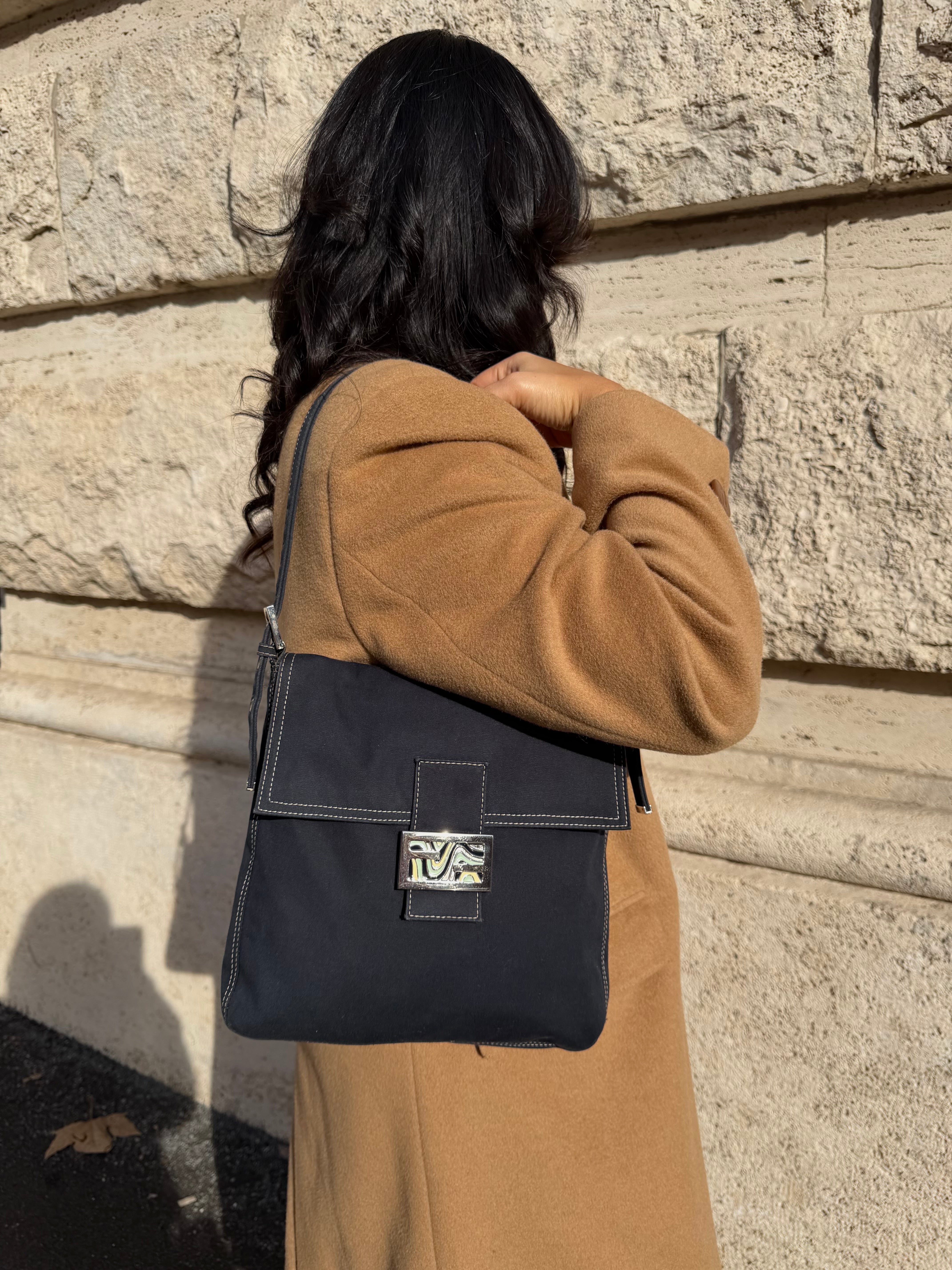 Fendi Baguette in tessuto blu