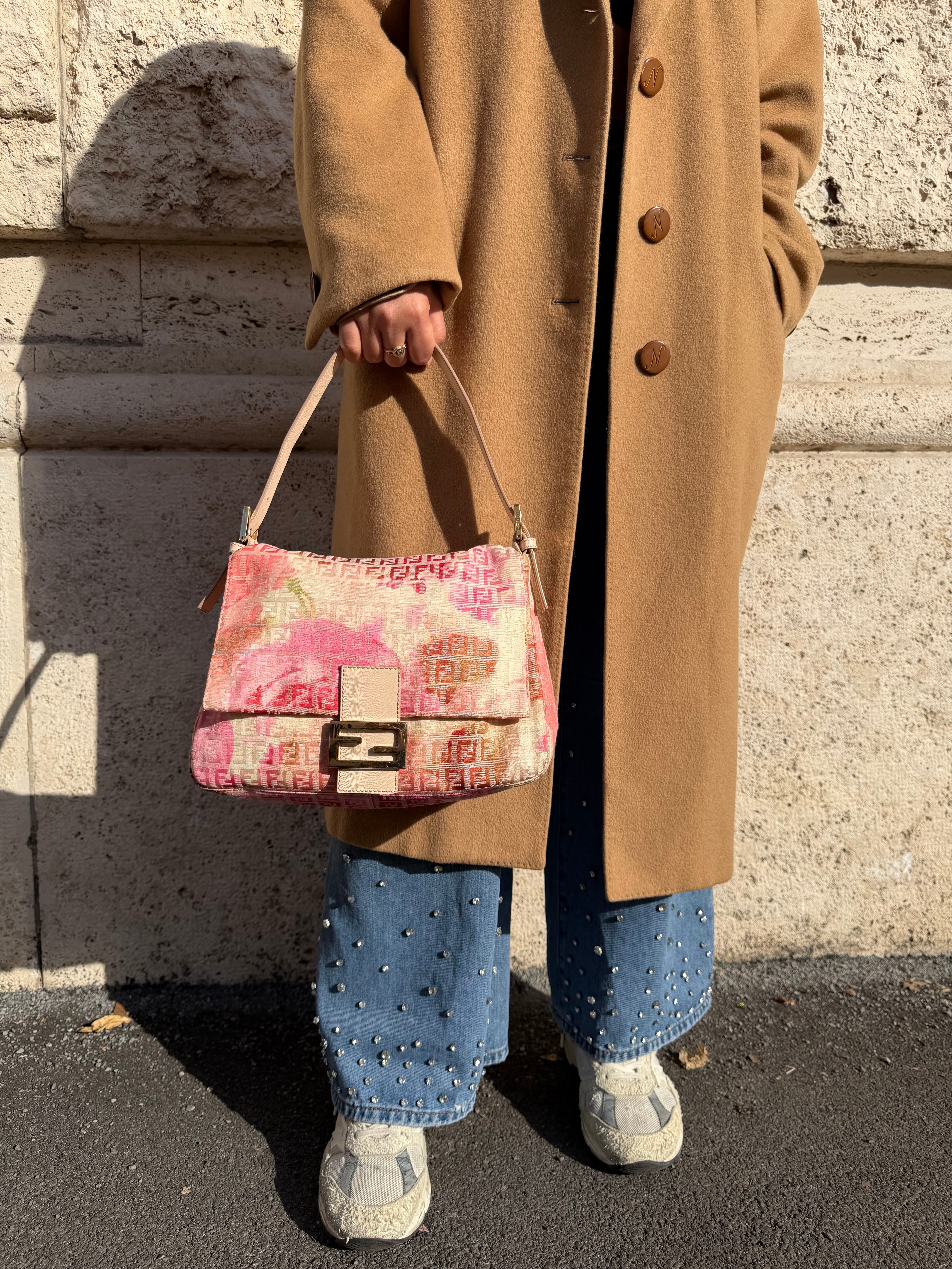 Fendi Mamma Baguette Rosa Floreale