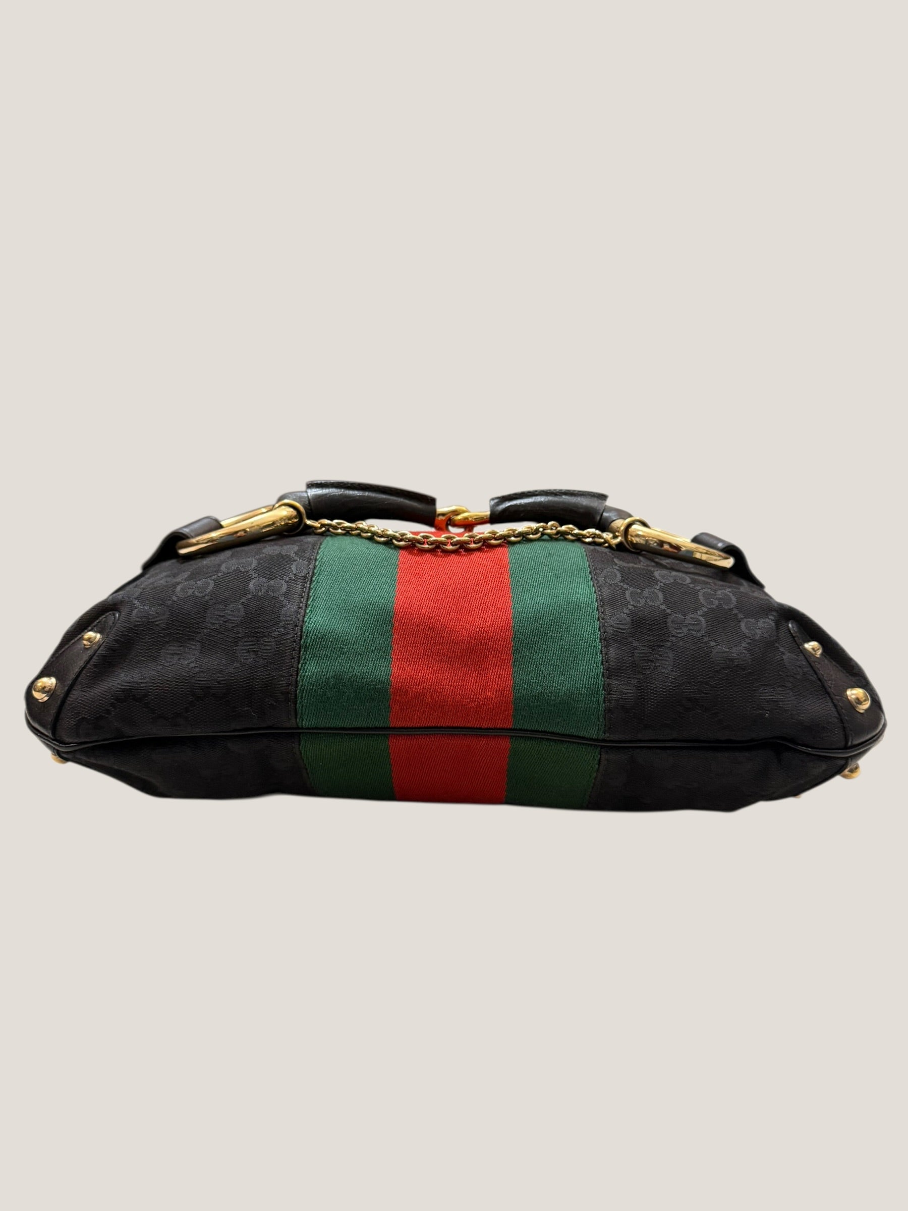 Gucci GG canvas nera Horsebit chain