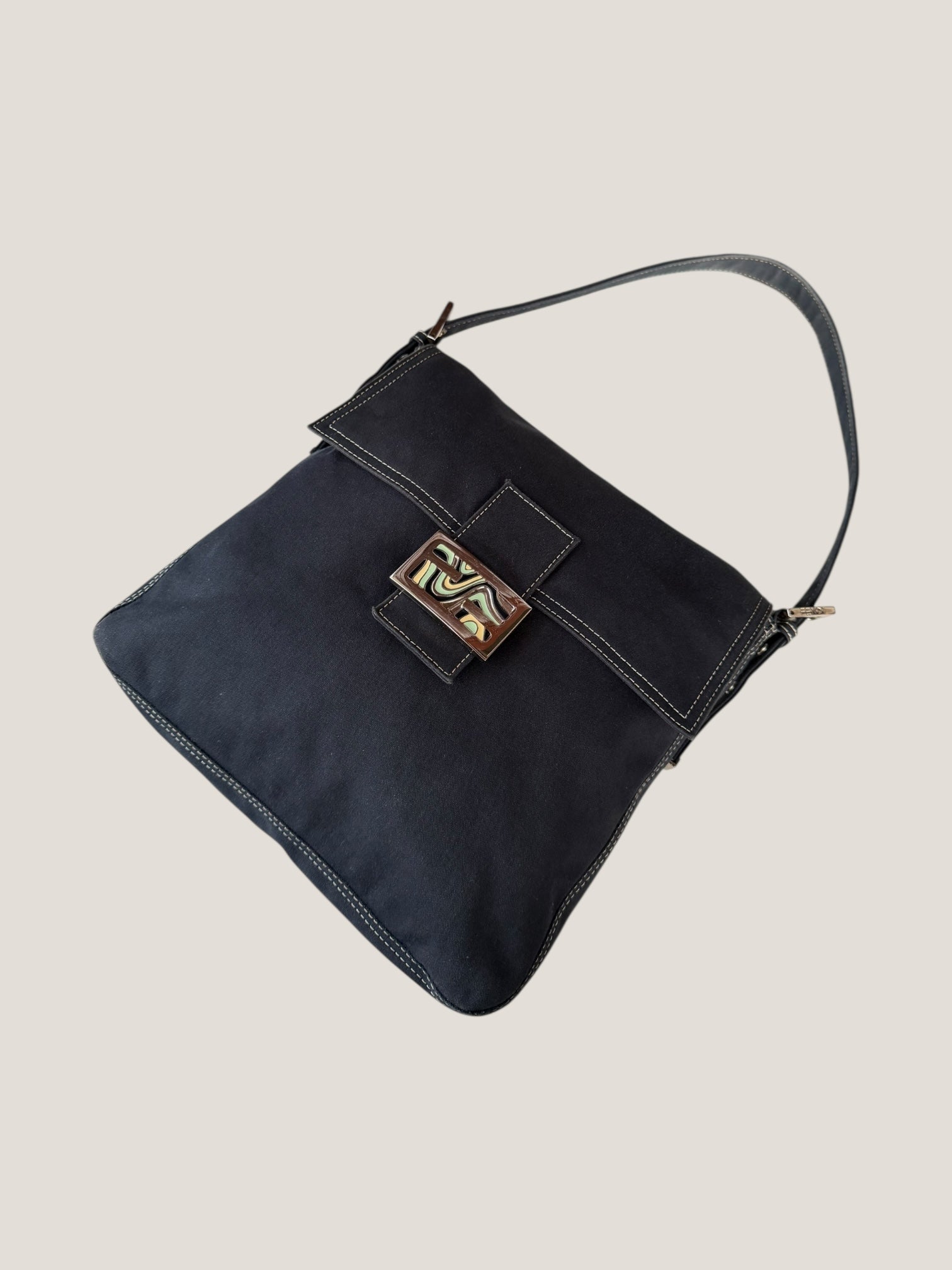 Fendi Baguette in tessuto blu