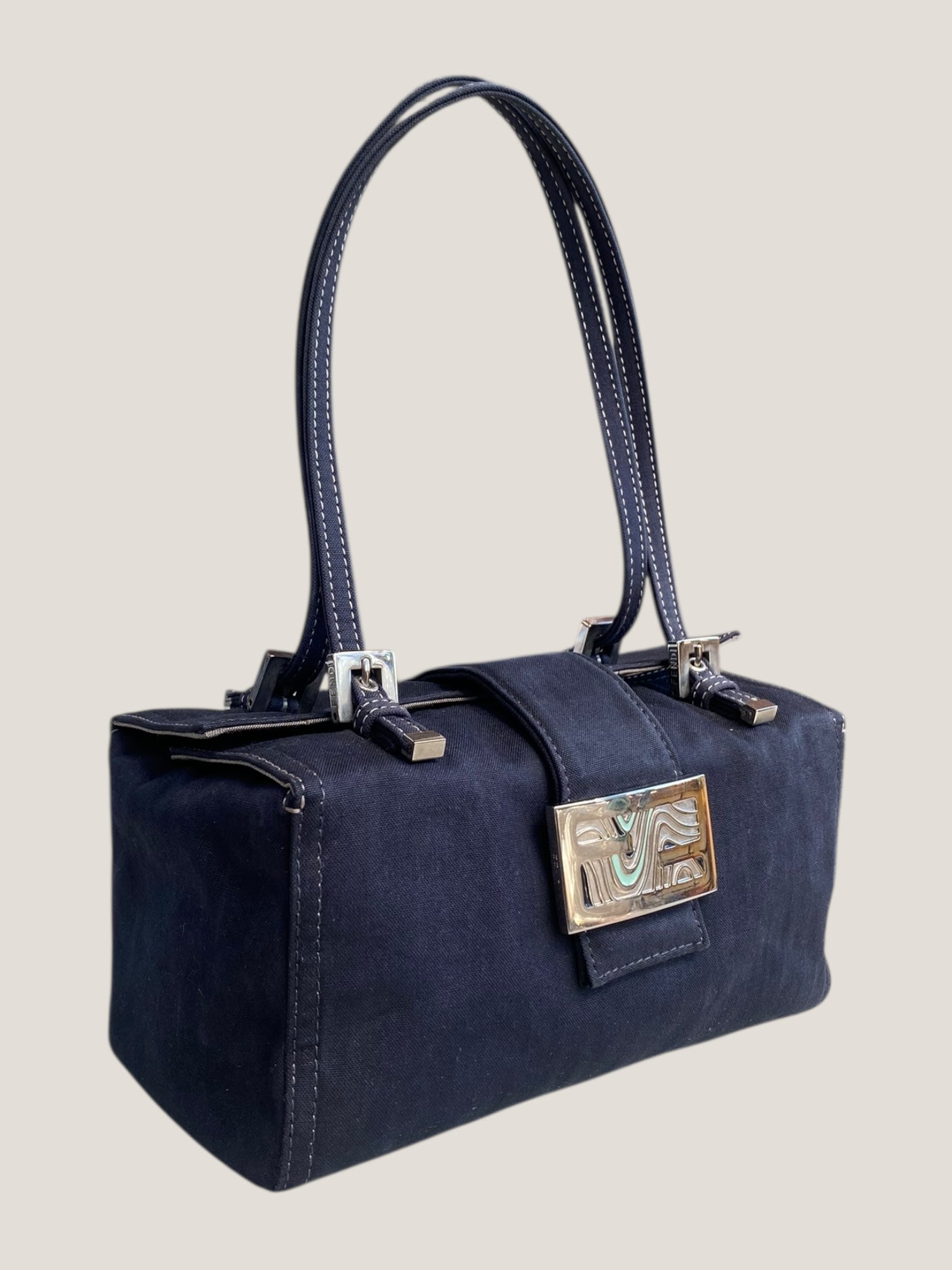FENDI Baguette in Tessuto Blu