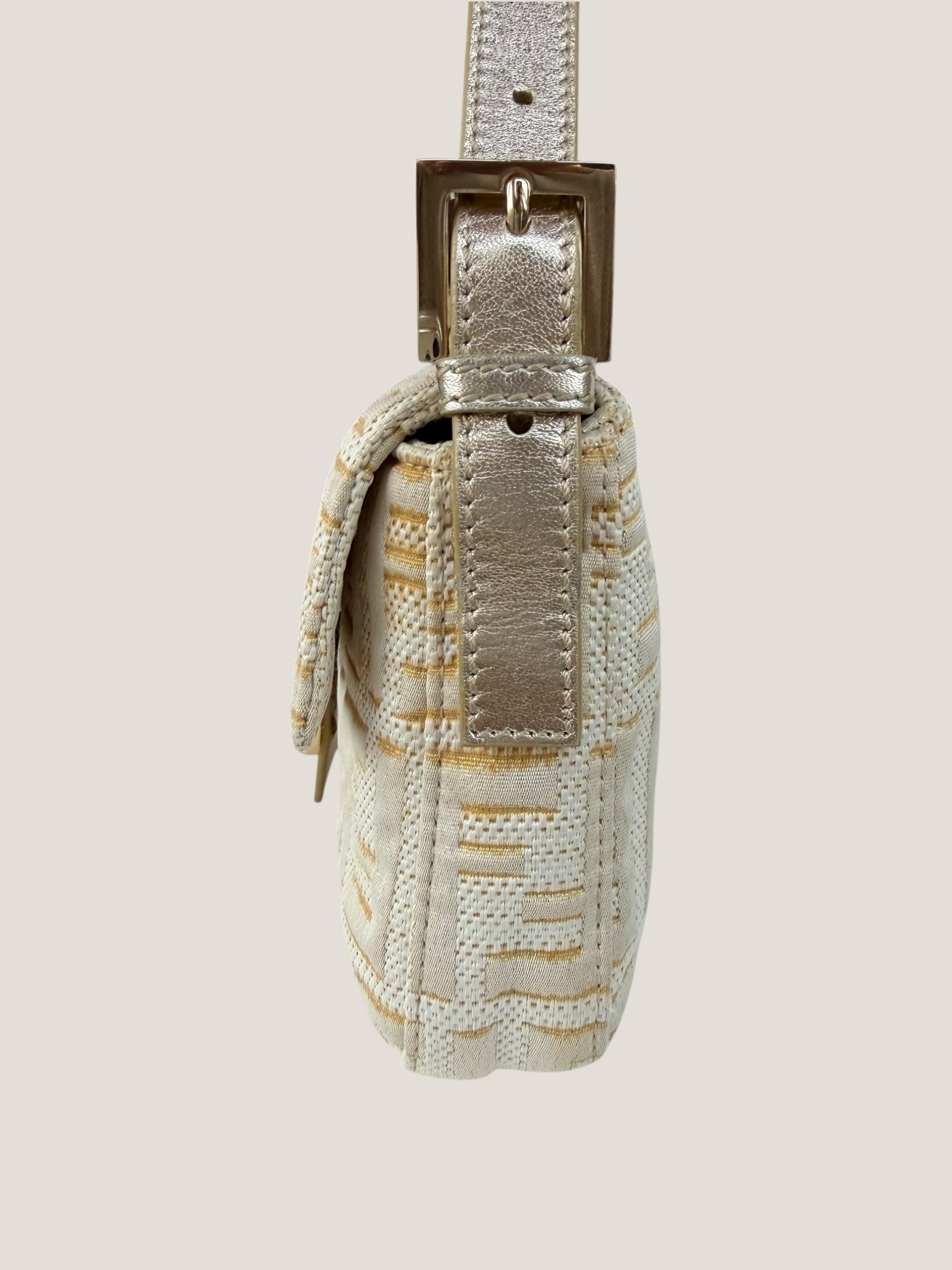 Fendi Baguette FF Jacquard Argento e Oro