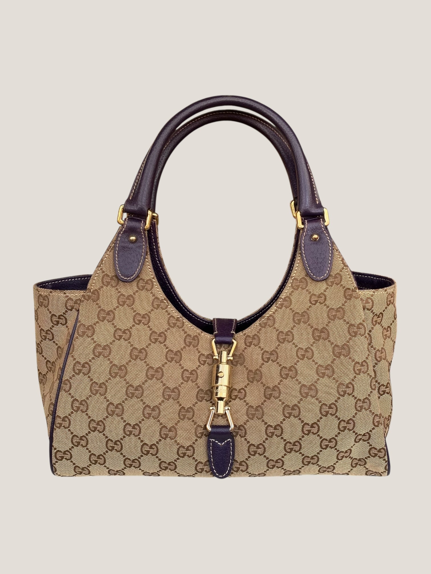 GUCCI Jackie Canvas Beige-Marrone