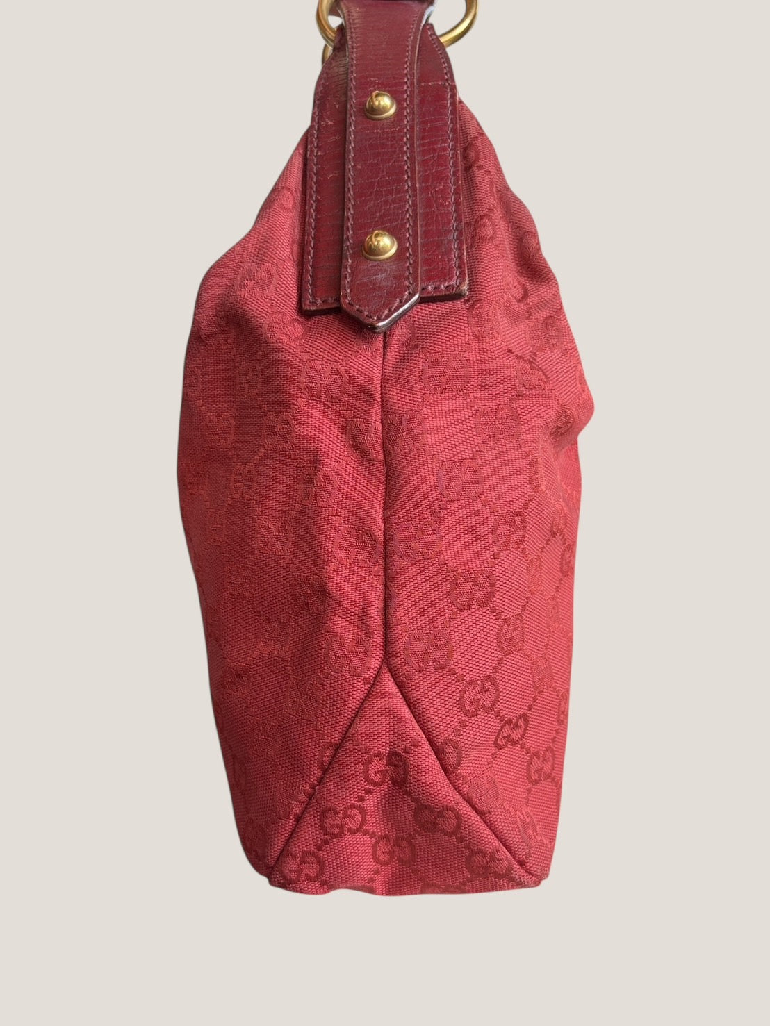 Gucci Hobo Horsebit in tessuto monogram rosso