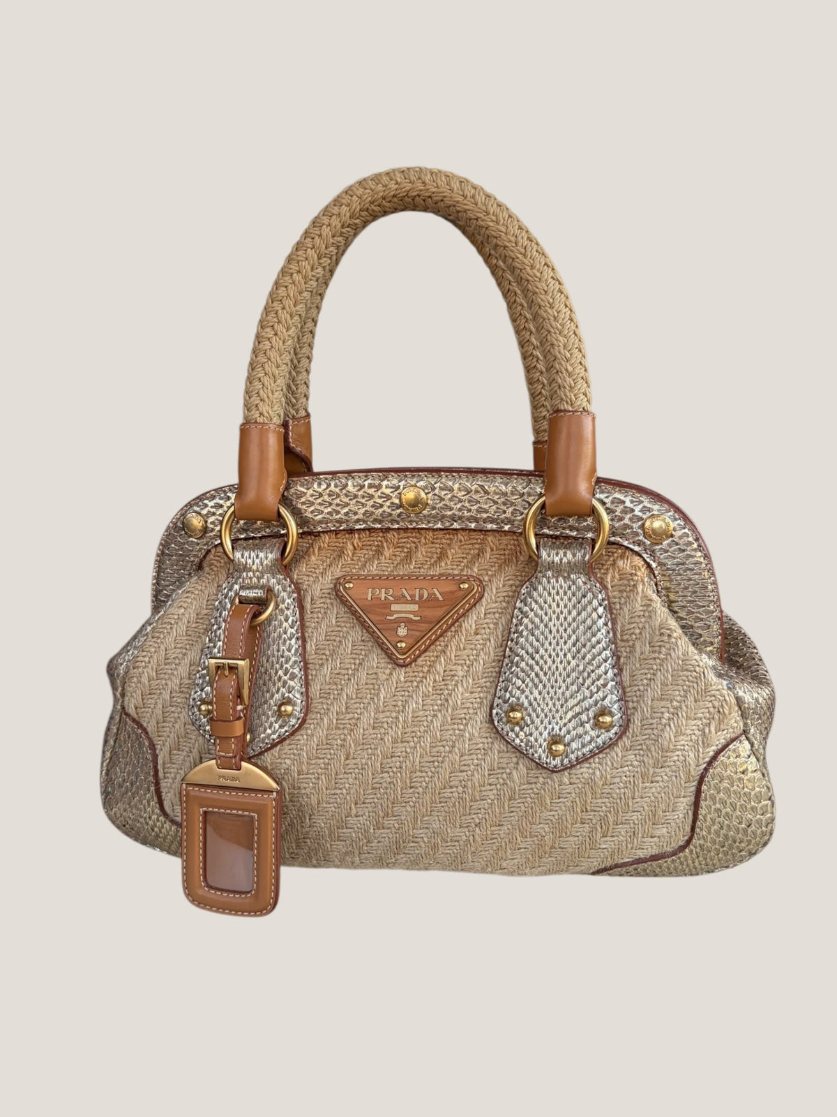 Prada Rafia Pitone Tote Bag