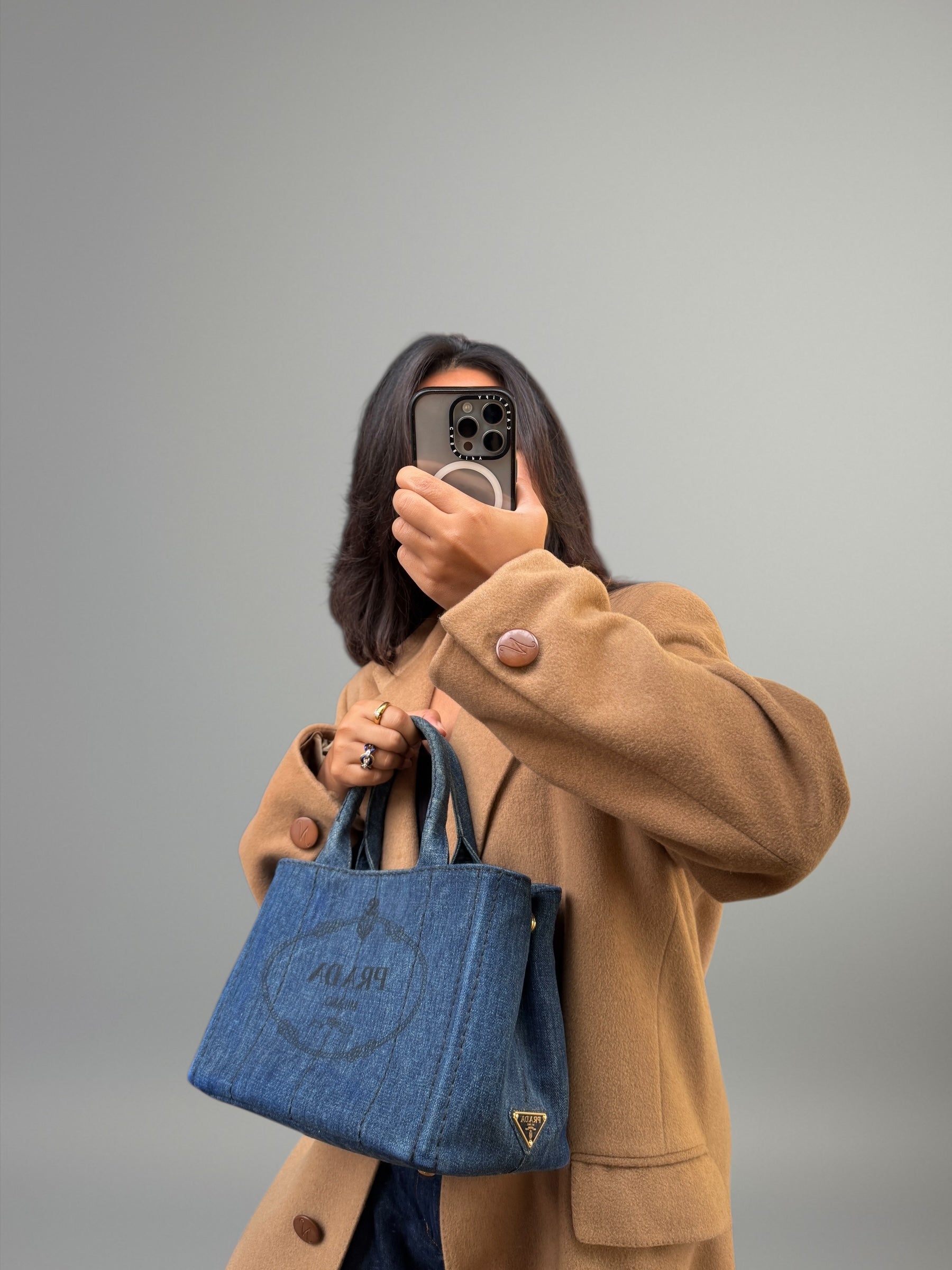 Prada Tote in denim con logo