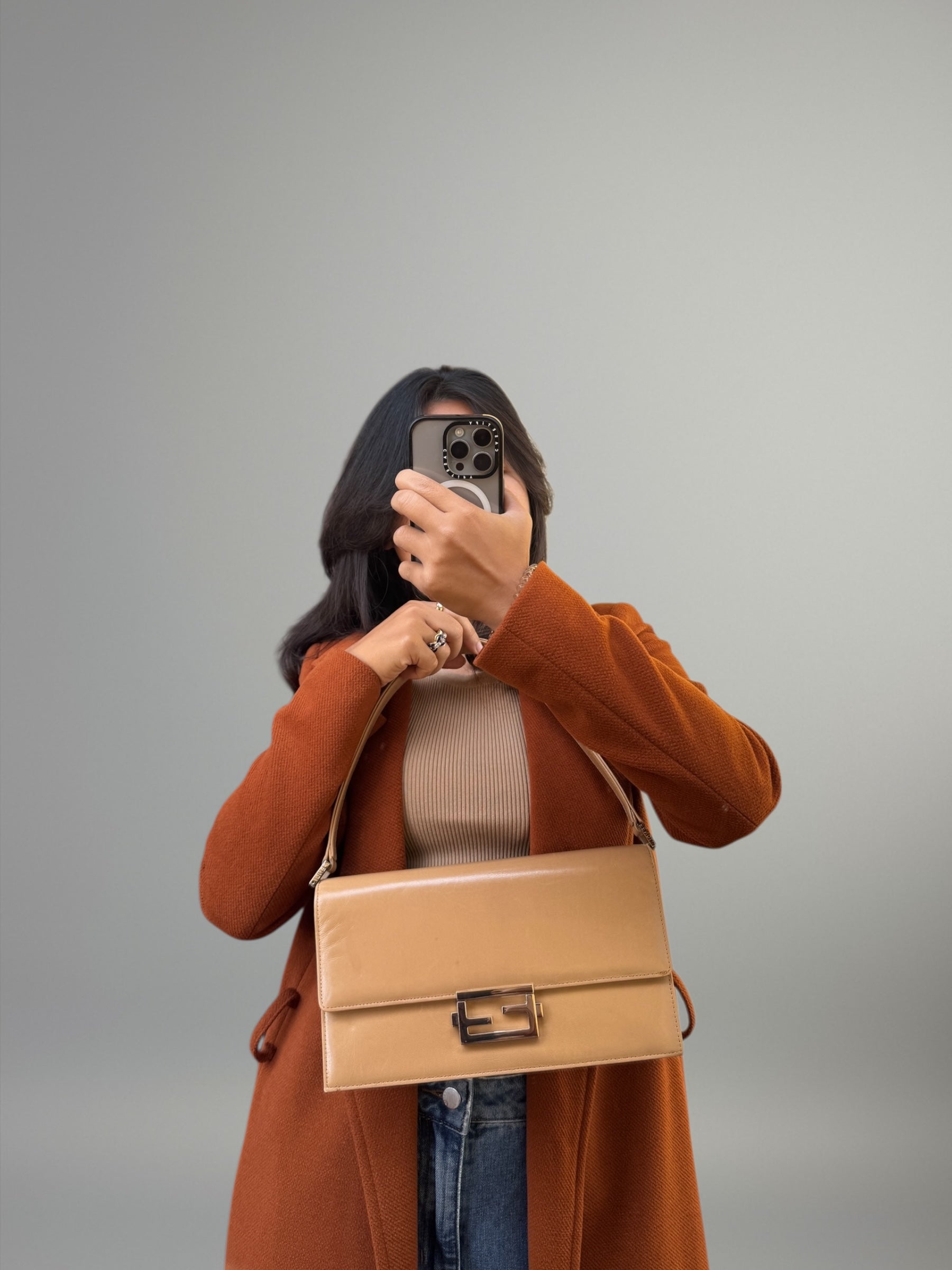 Fendi baguette in pelle liscia