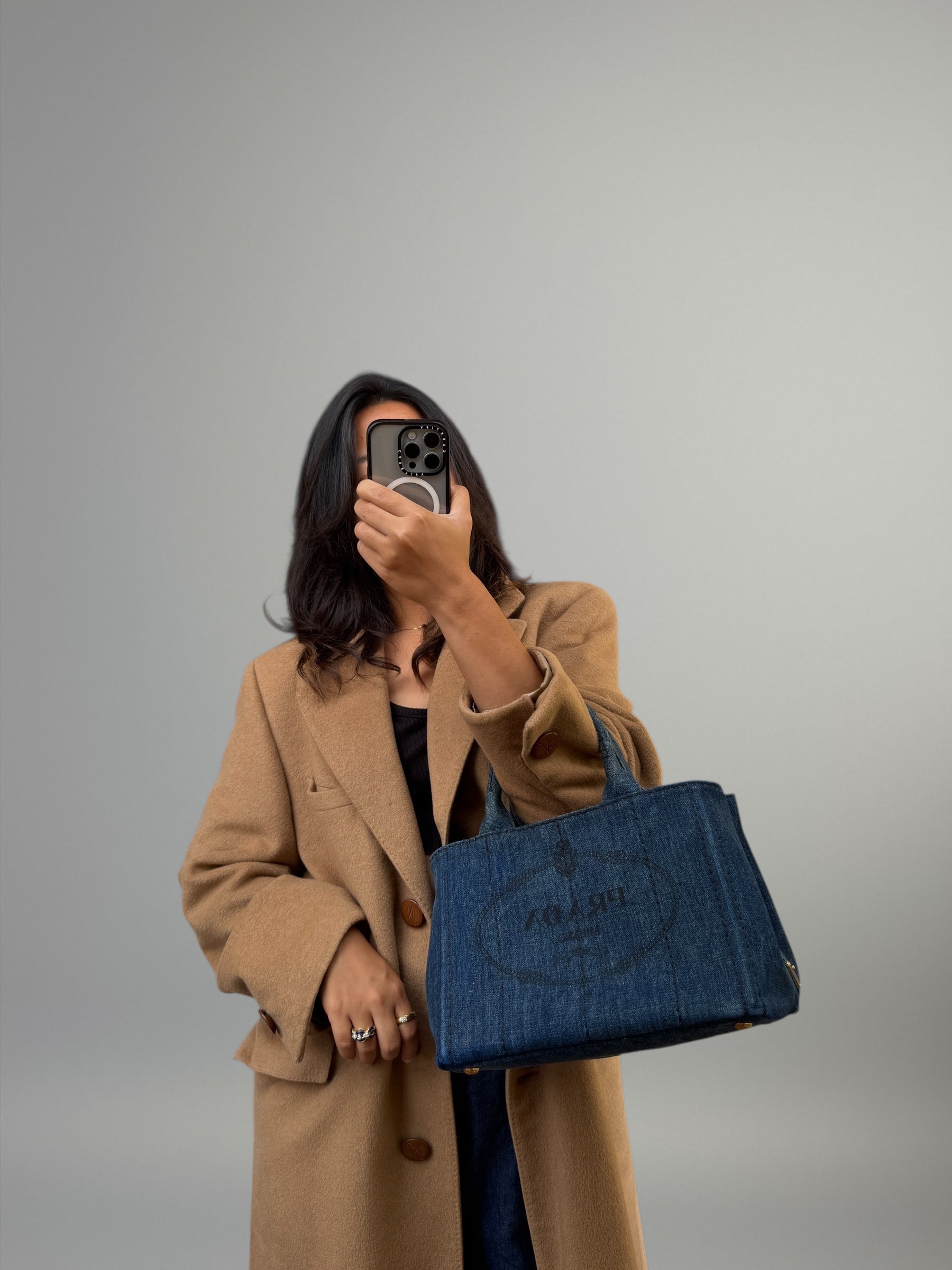 Prada Tote in denim con logo