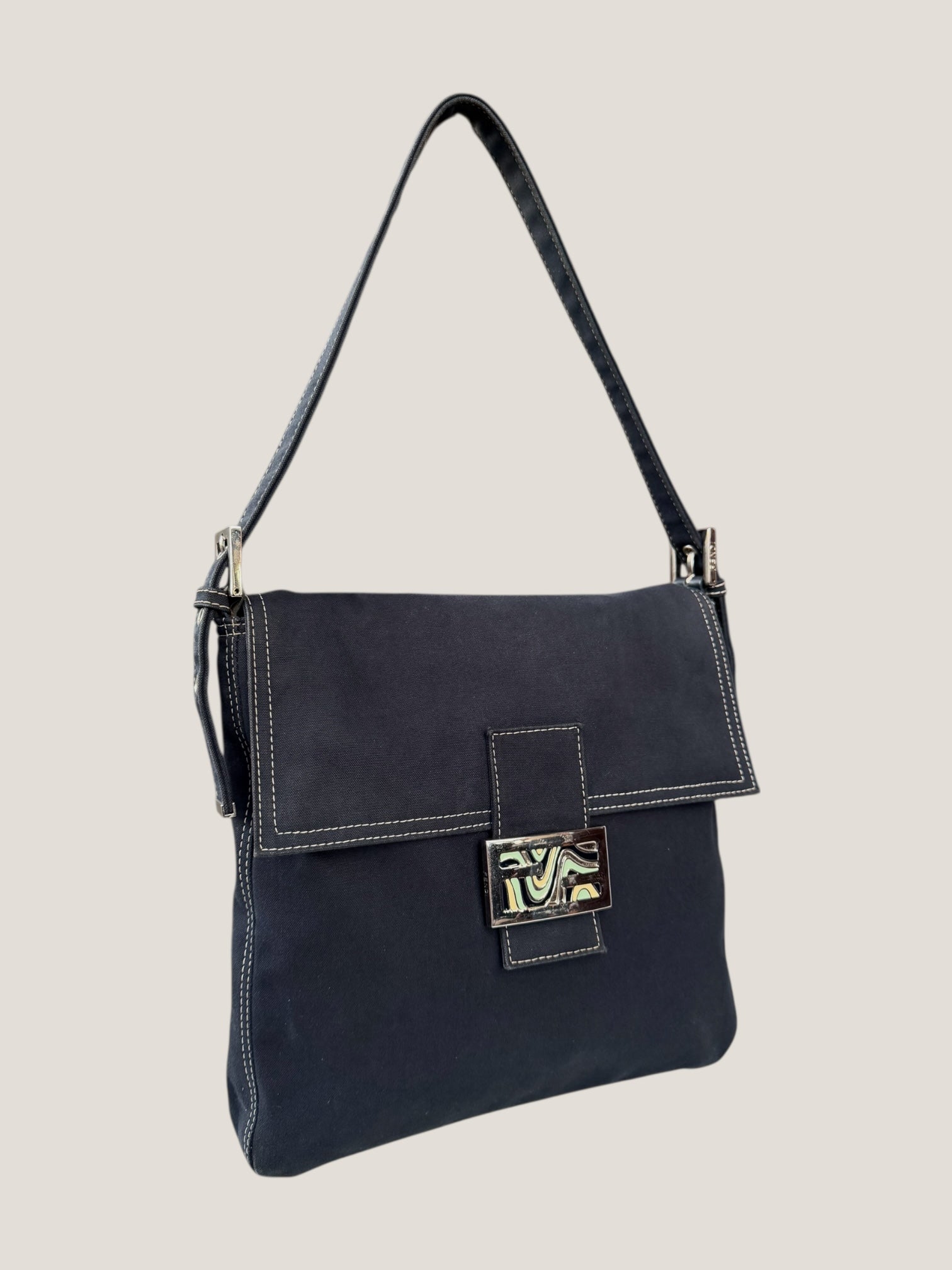 Fendi Baguette in tessuto blu