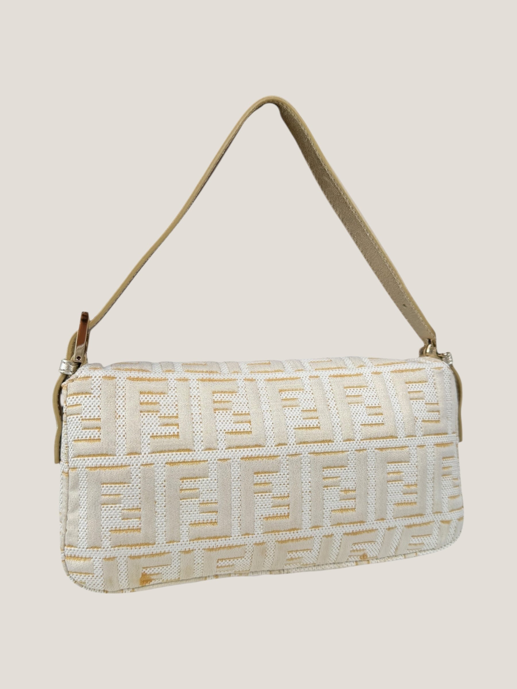 Fendi Baguette FF Jacquard Argento e Oro